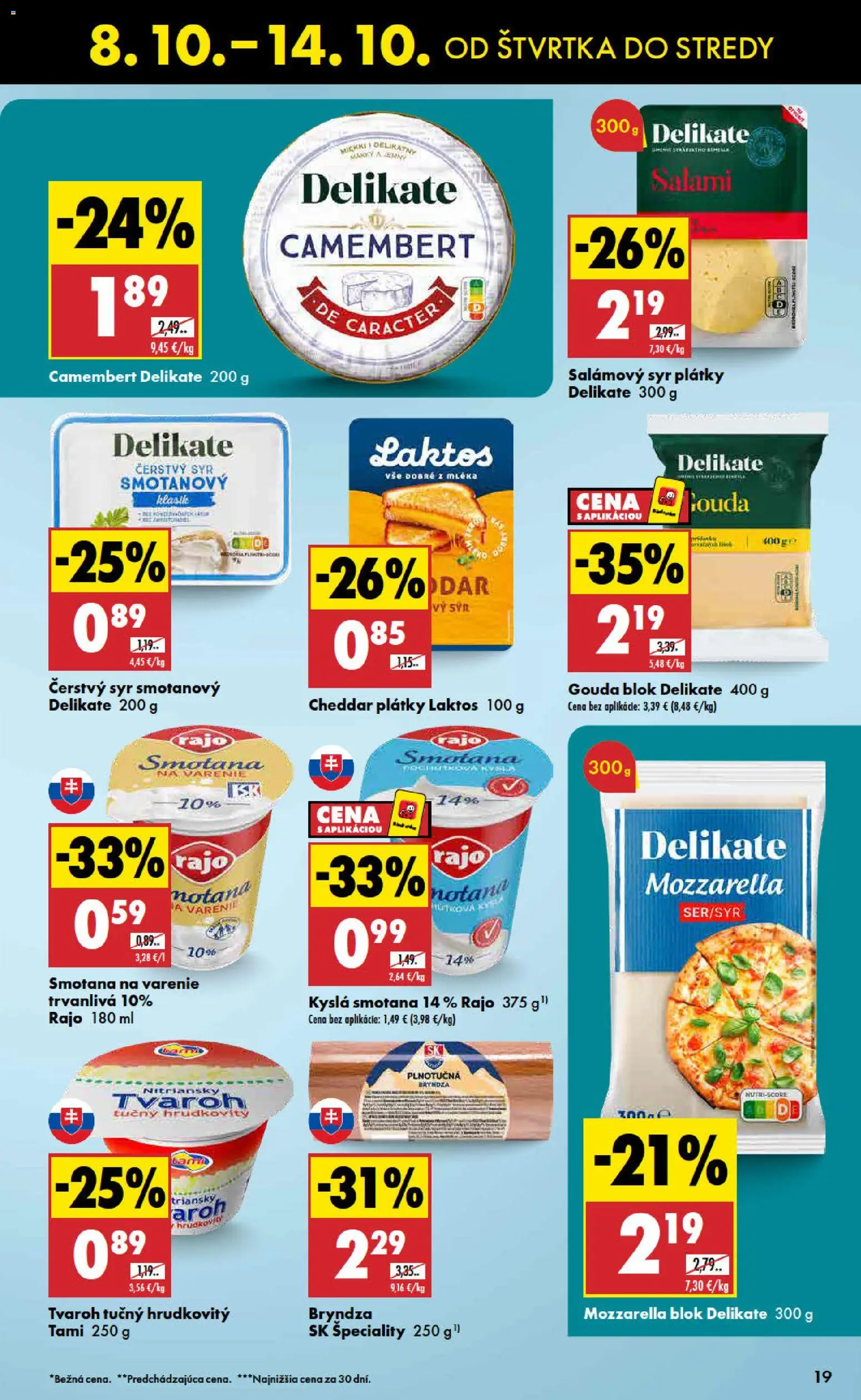 Nové Biedronka akcie – leták je platný od 08.10.2026 | Strana: 19 | Produkty: Mozzarella, Špeciality, Tvaroh tučný, Camembert