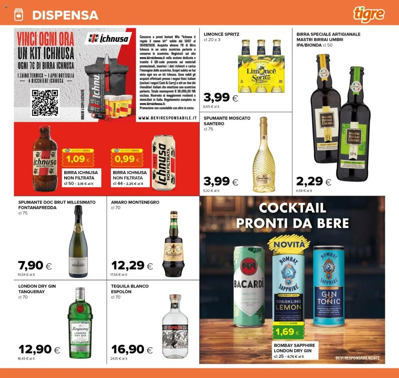 Volantino Tigre del 10/08/2026 | Pagina: 13 | Prodotti: Cocktail, Bacardi, Amaro, Birra Ichnusa