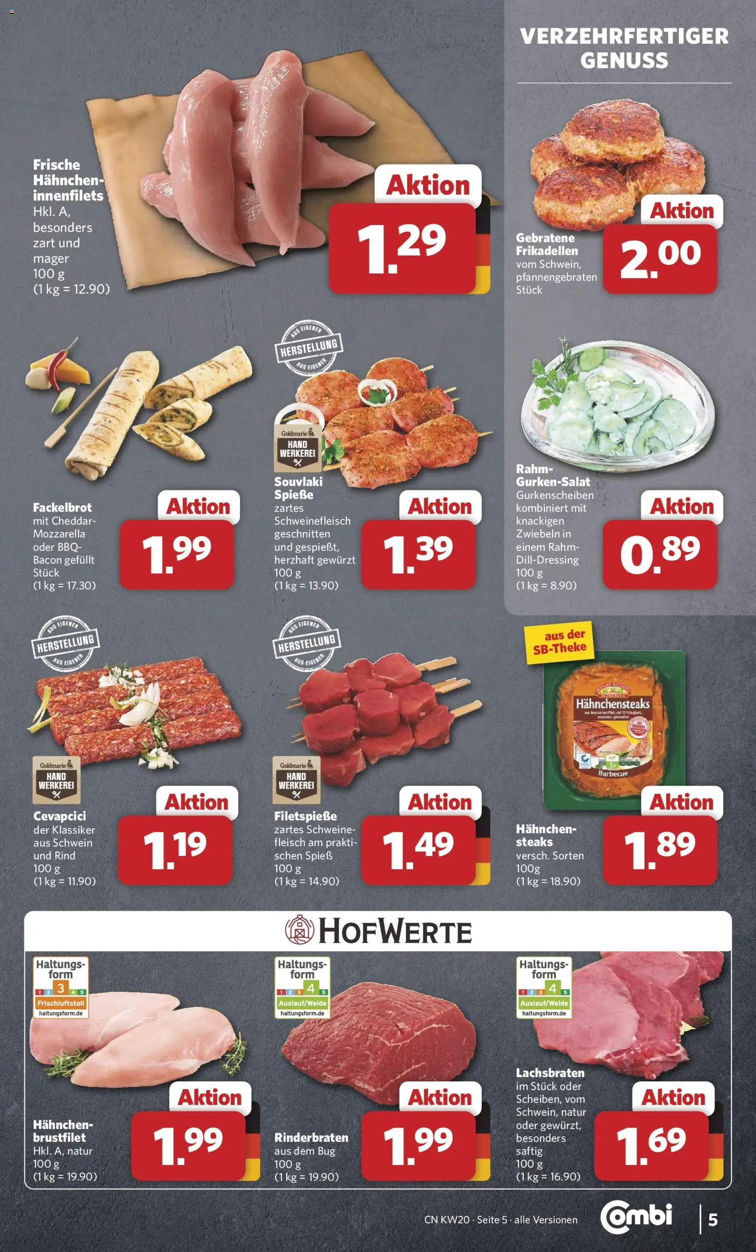 Combi Prospekt 	 – gültig ab 11.05.2026 | Seite: 5 | Produkte: Rinderbraten, Hahnchen, Cevapcici, Spieße