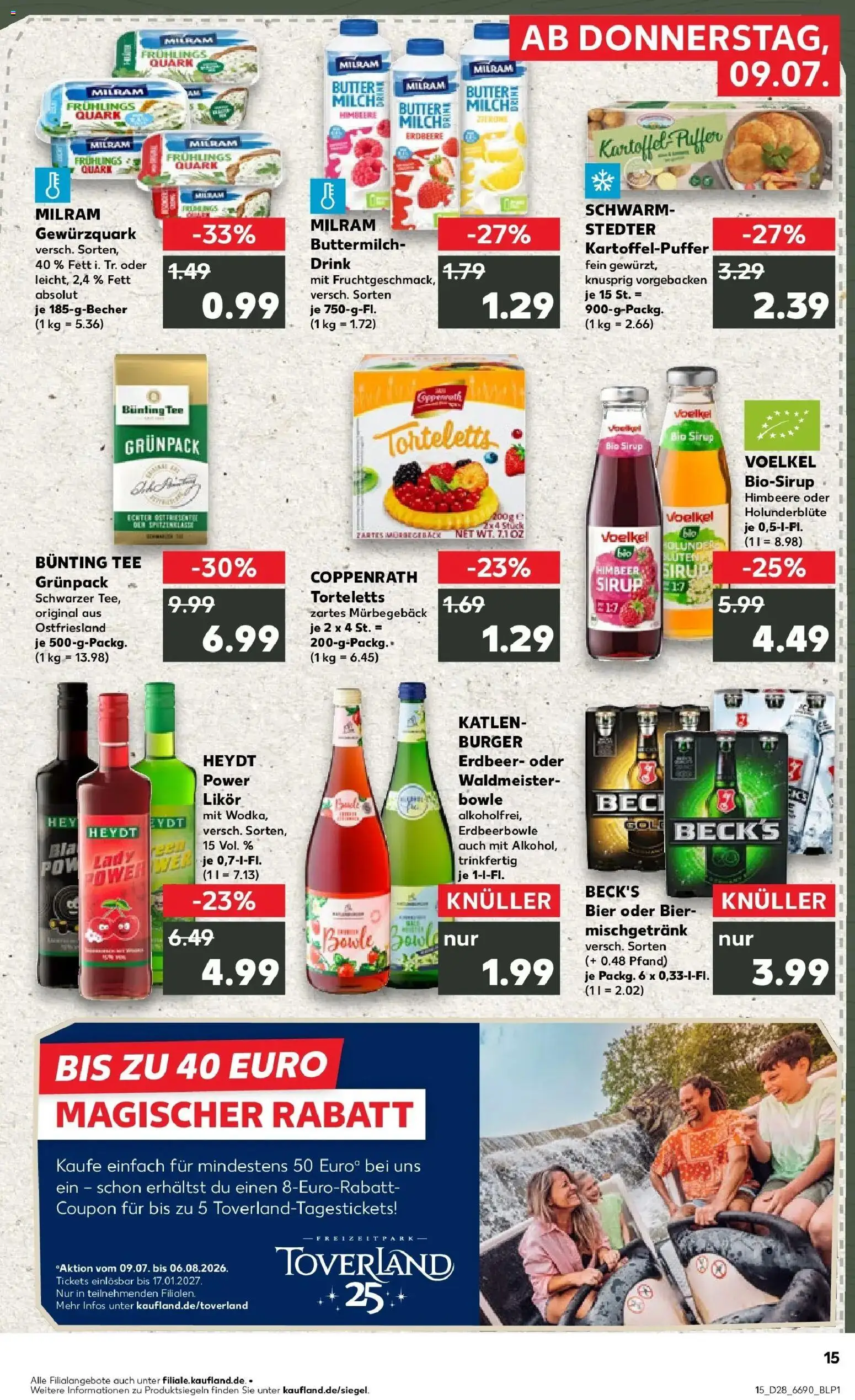 Kaufland Prospekt Bremen – gültig ab 09.07.2026 | Seite: 15 | Produkte: Bier, Likör, Sirup, Milram