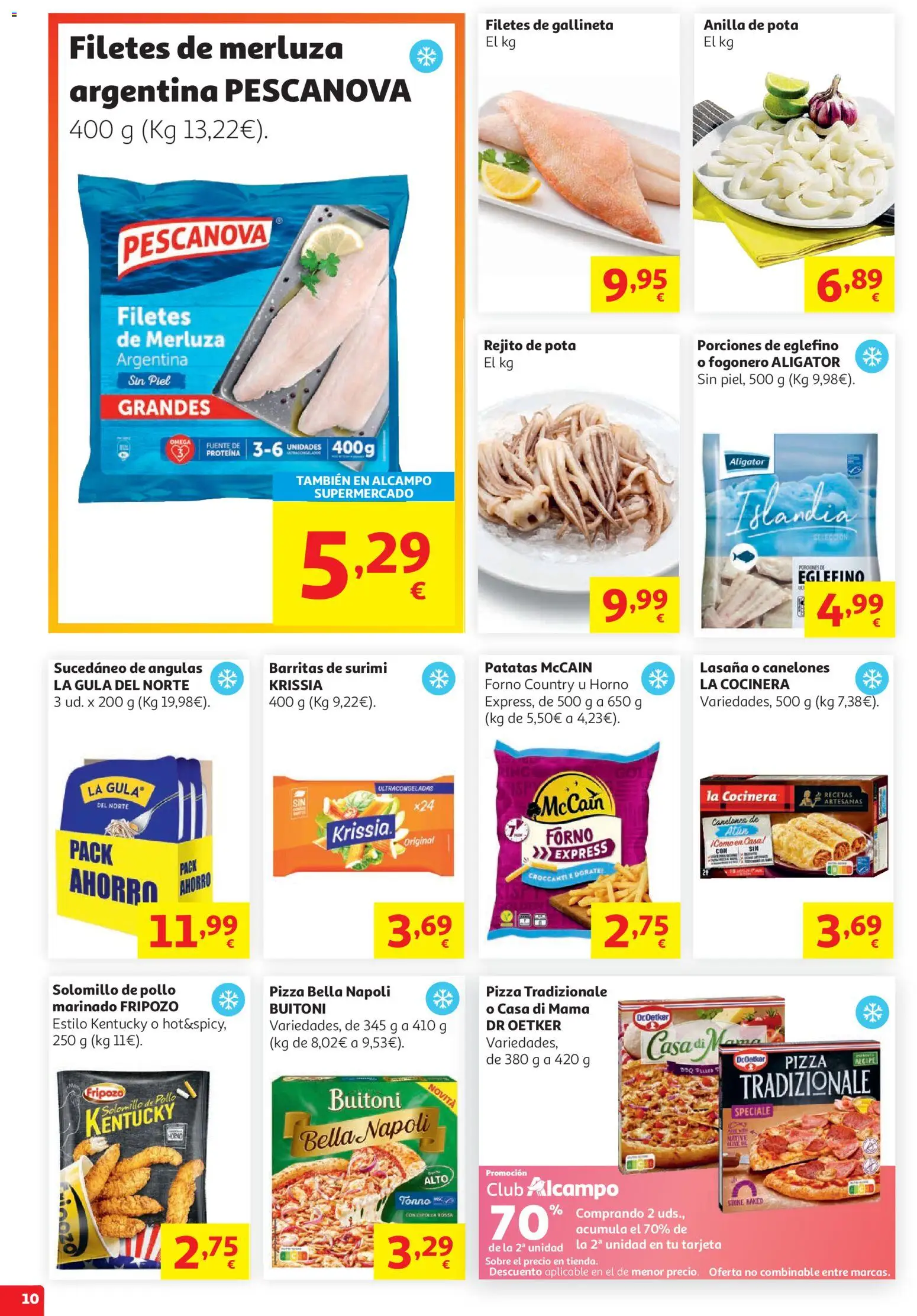 Alcampo HP Cat │ válido desde el 19.05.2026 | Página: 10 | Productos: Pizza, Horno, Lasaña, Canelones