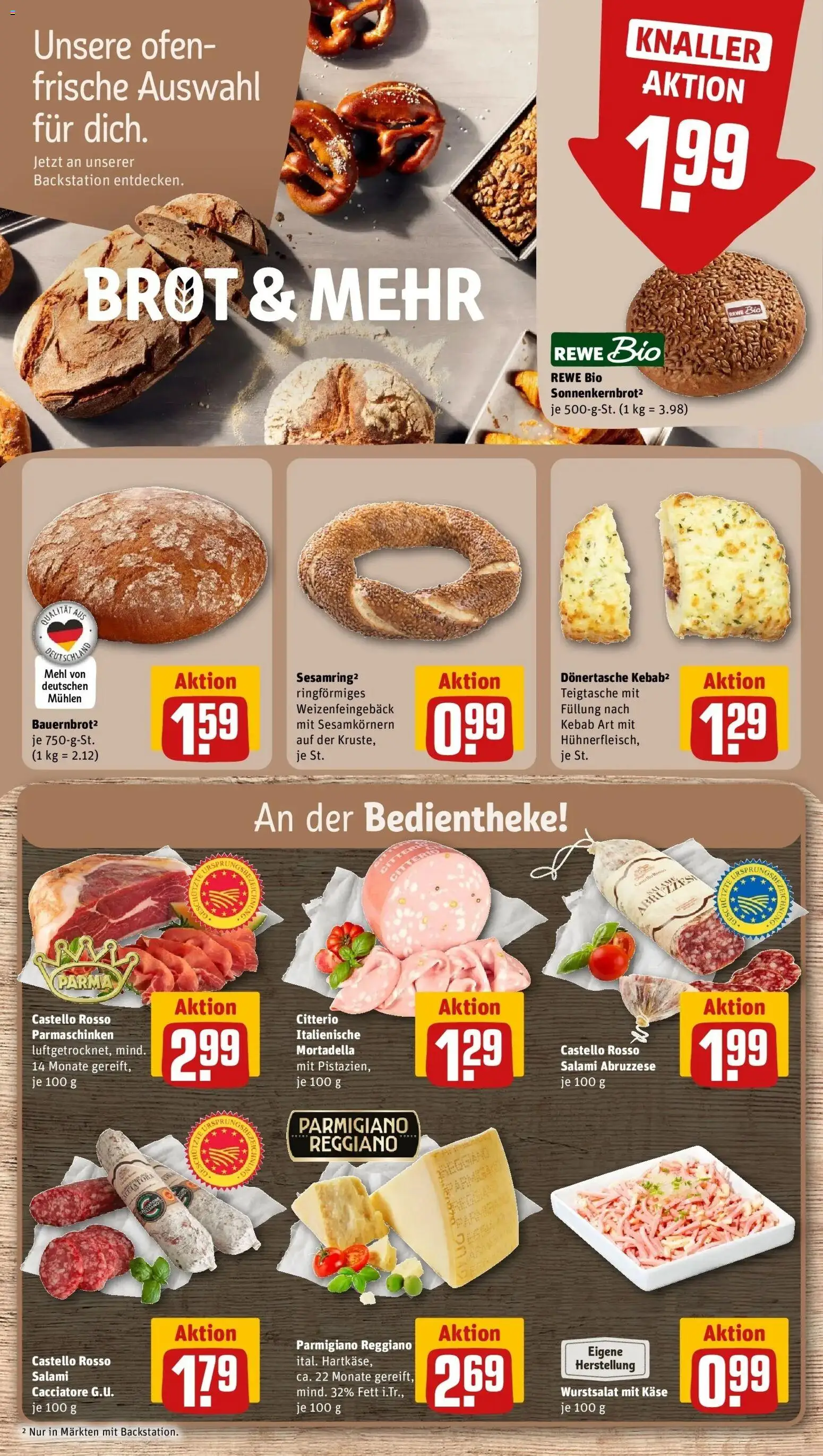 REWE Prospekt ab 05.10.2026 zum Blättern » Angebote | Seite: 13 | Produkte: Ofen, Käse, Brot, Salami