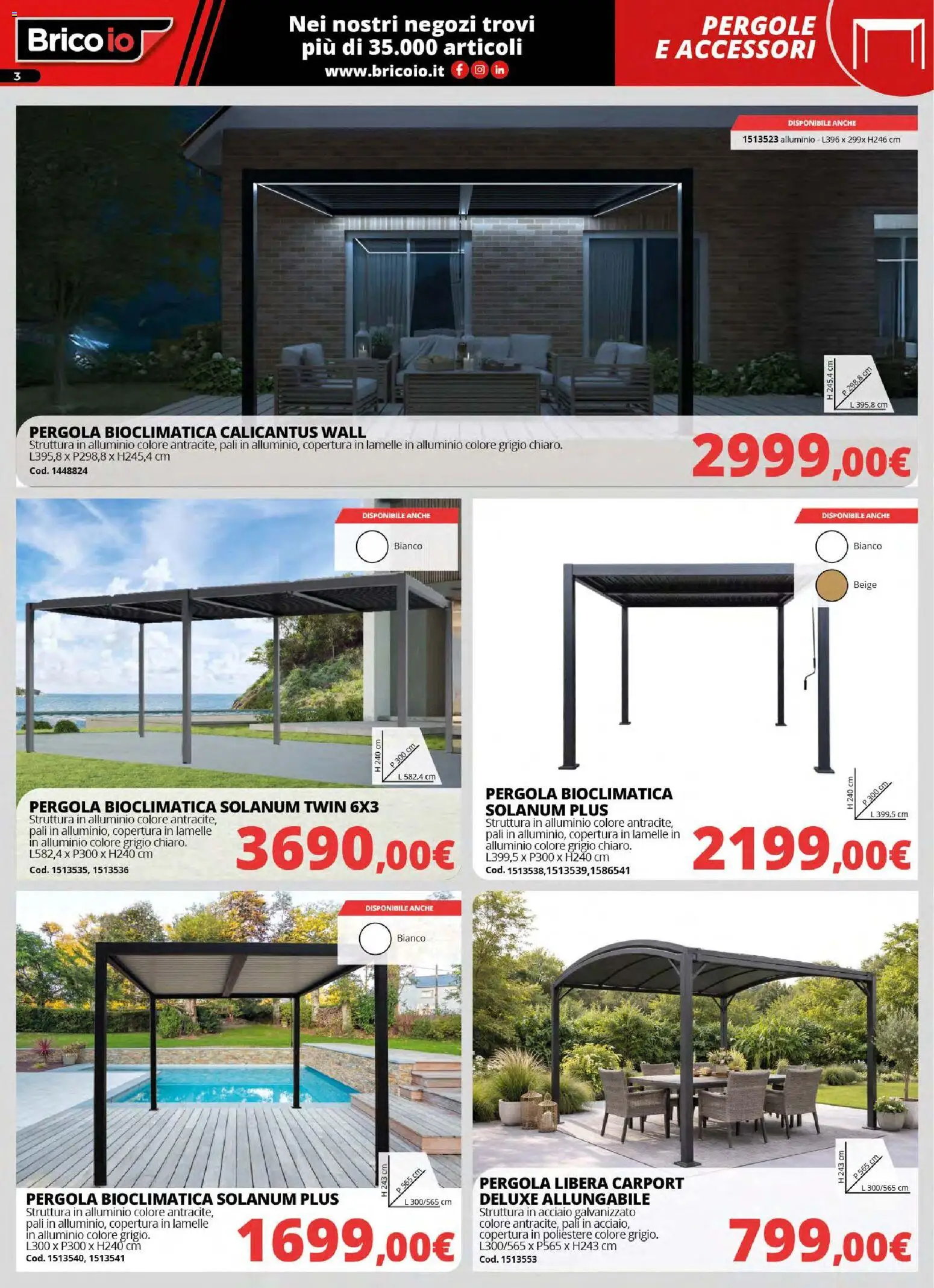 Volantino Brico io del 30.03.2026 | Pagina: 3 | Prodotti: Pergola, Alluminio