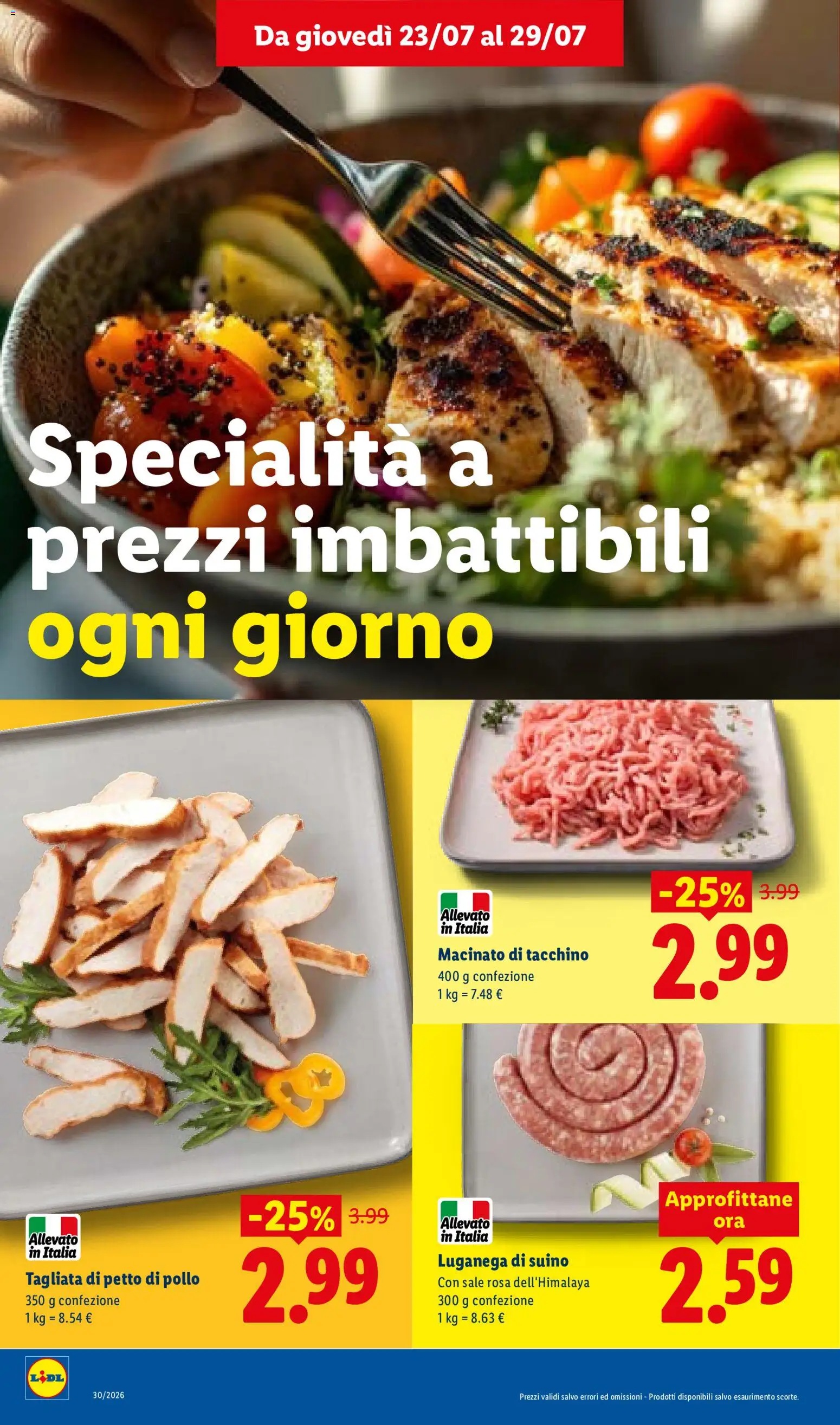 Volantino Lidl del 23/07/2026 | Pagina: 8 | Prodotti: Pollo, Suino, Tacchino, Specialità