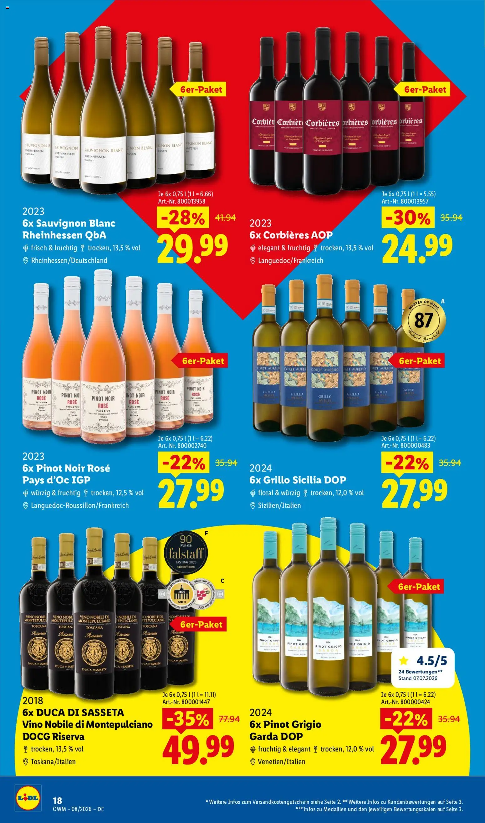 Lidl Prospekt Wein & Spirituosen – gültig ab 01.08.2026 | Seite: 18 | Produkte: Socken