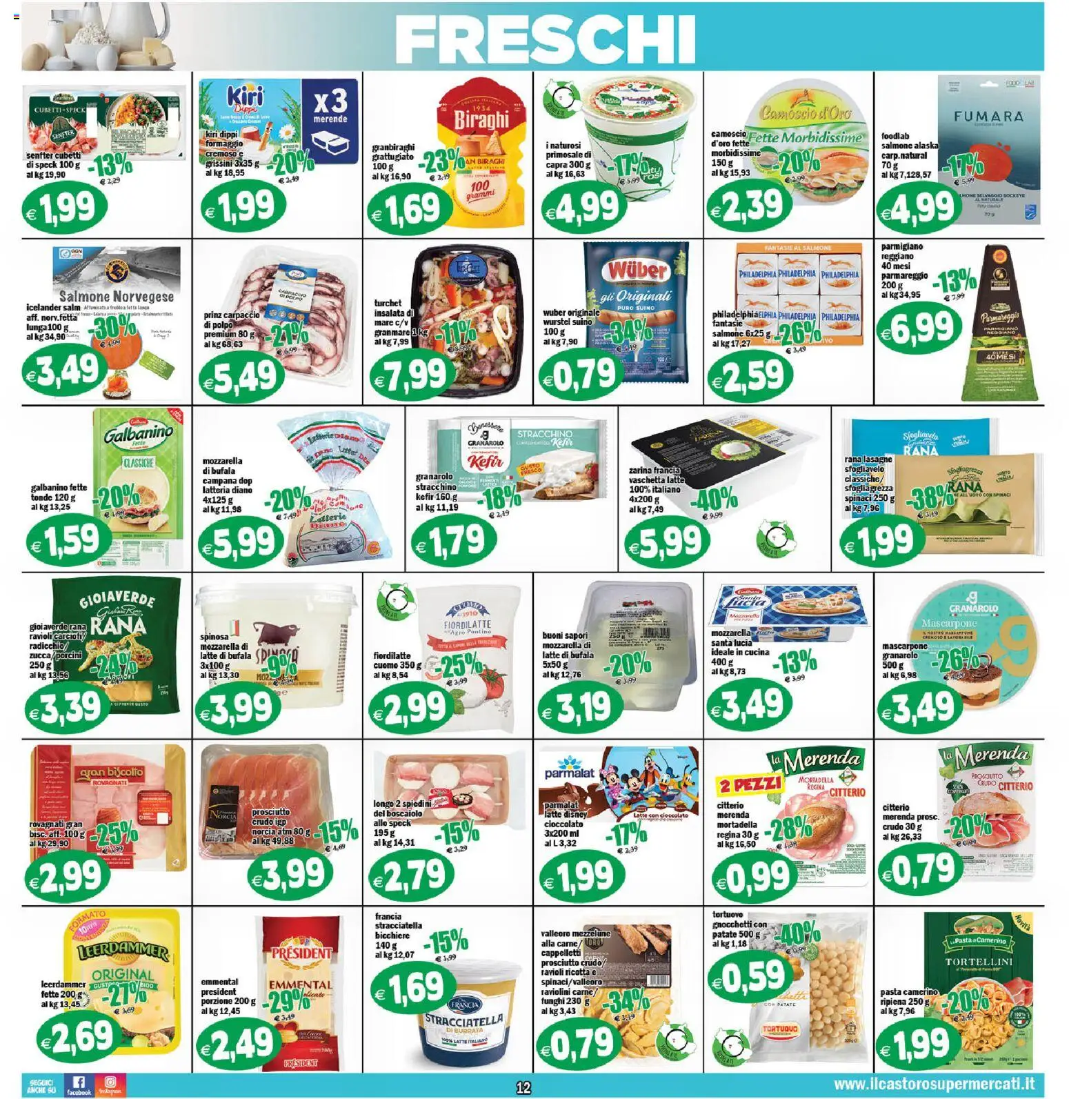 Volantino Il Castoro del 12/08/2026 | Pagina: 12 | Prodotti: Pasta, Spinaci, Carne, Ricotta
