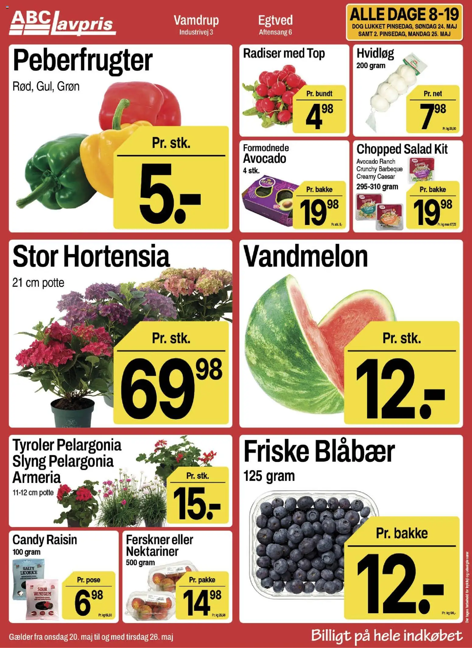 Abc Lavpris tilbudsavis – gyldig fra 20.05.2026 | Side: 5 | Produkter: Blåbær, Radiser, Hvidløg, Nektariner