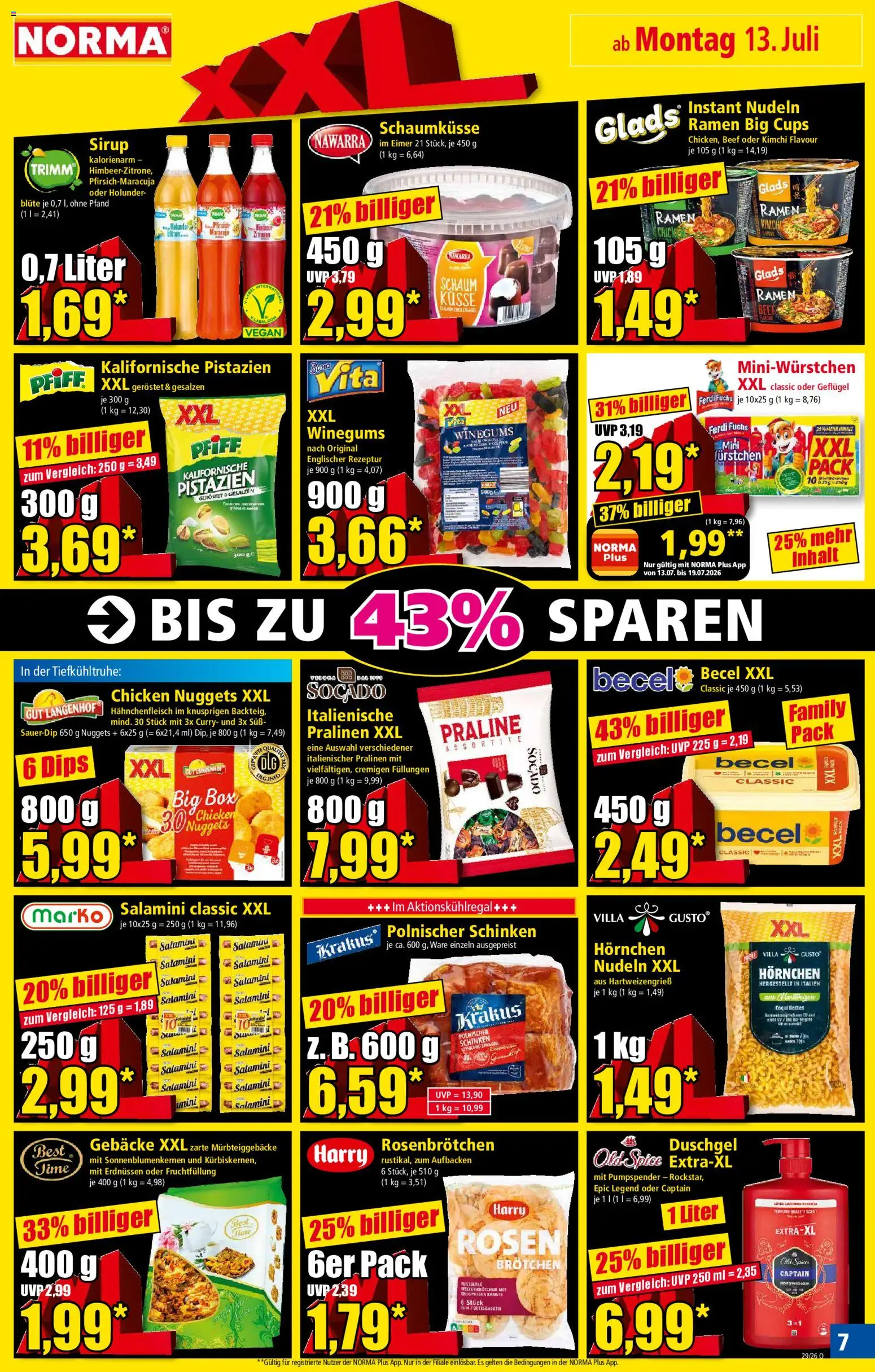Norma Prospekt – gültig ab 13.07.2026 | Seite: 7 | Produkte: Box, Sirup, Schinken, Nudeln