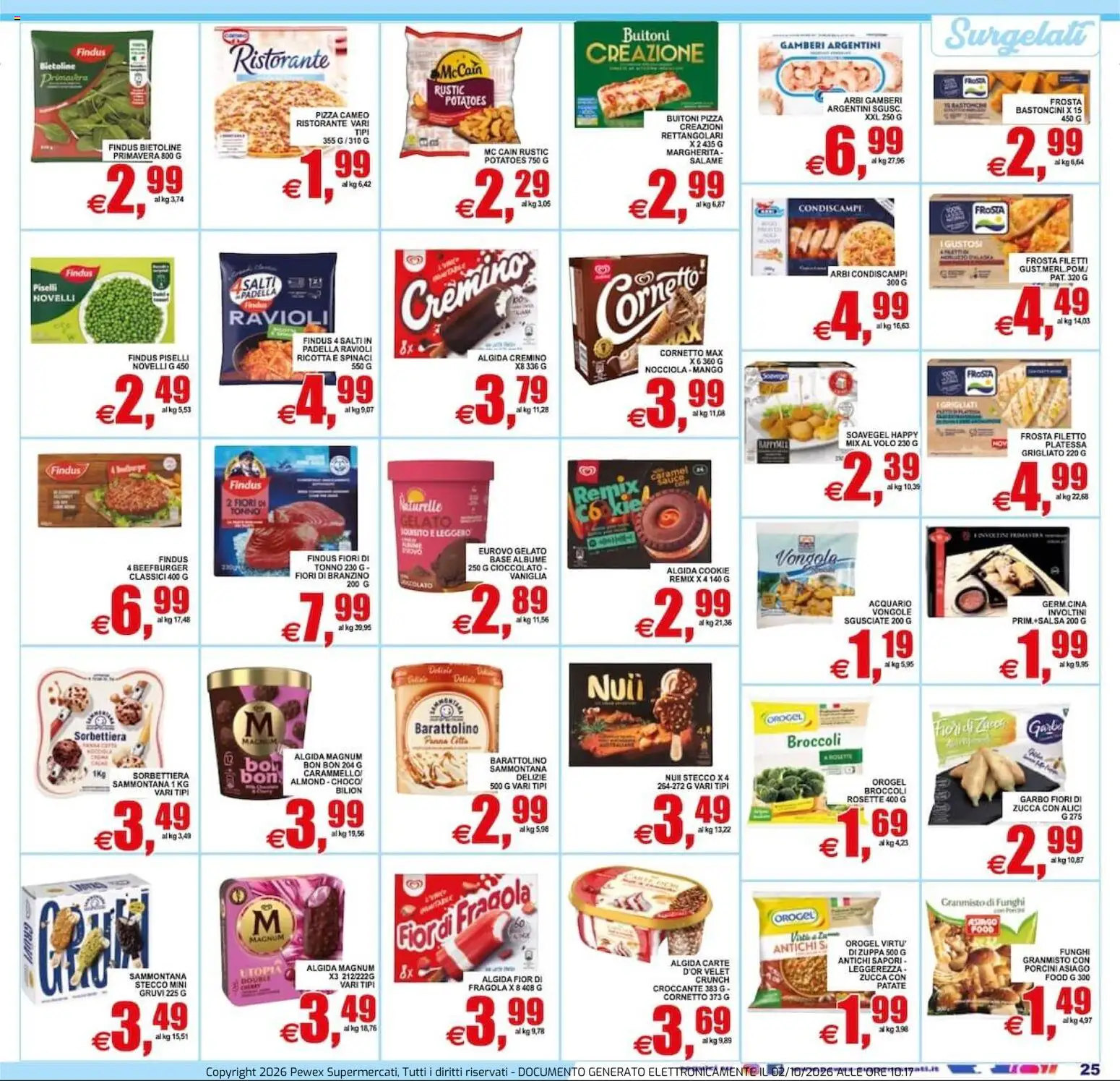 Volantino Pewex del 02/10/2026 | Pagina: 25 | Prodotti: Cioccolato, Panna, Funghi, Broccoli