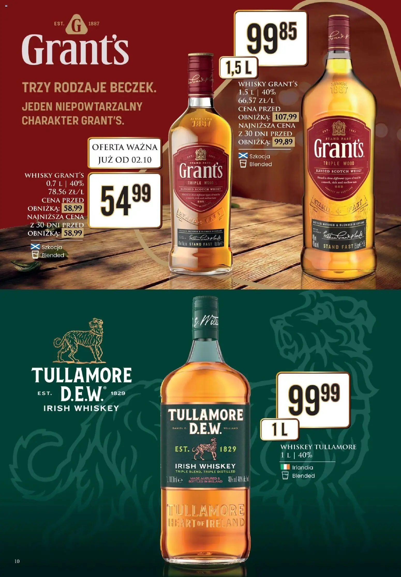 Dino gazetka - Katalog alkoholowy od 05.10.2026 | Strona: 10 | Produkty: Grant's, Scotch whisky, Irish whiskey, Whisky