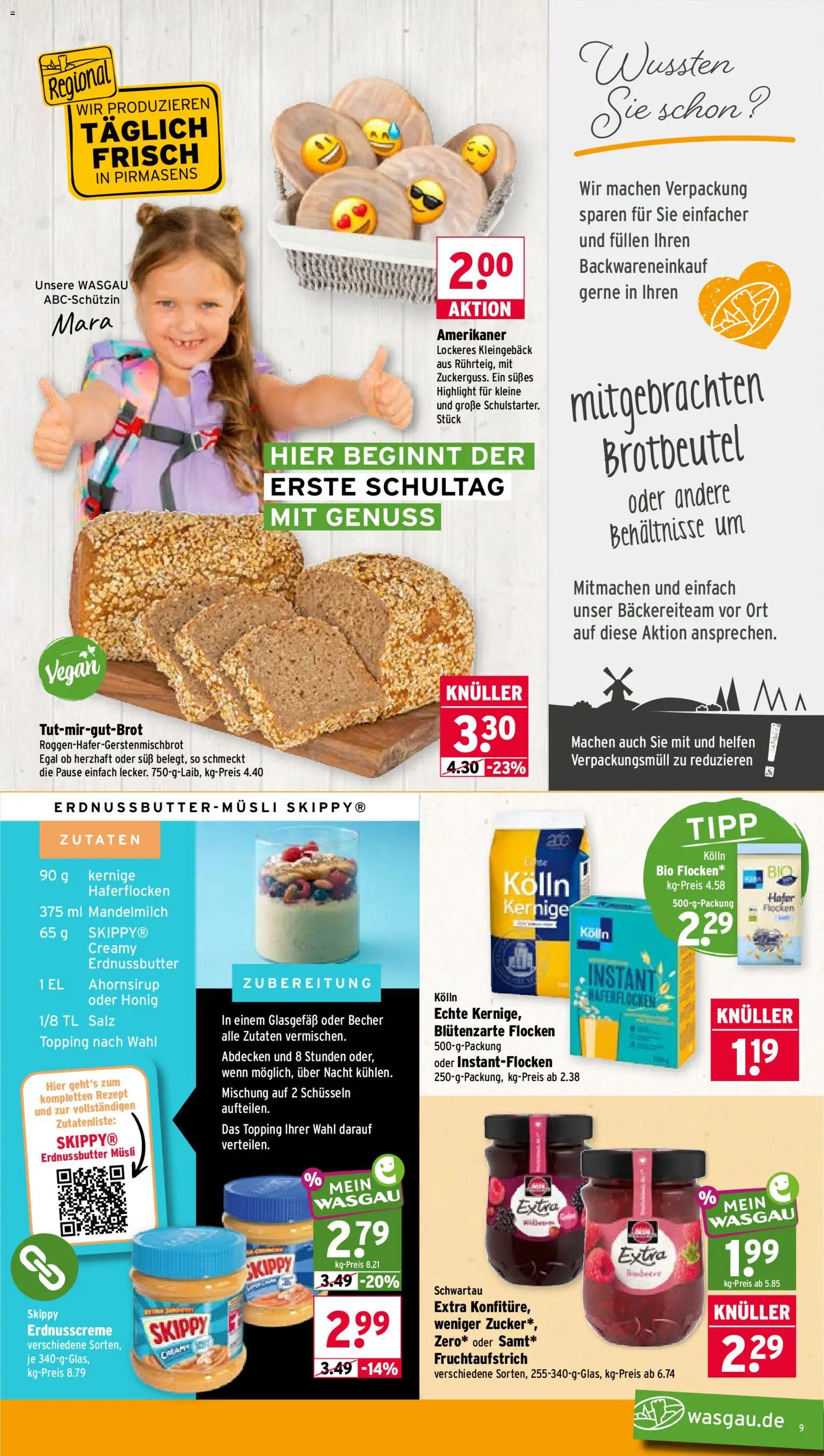 Wasgau Prospekt – gültig ab 10.08.2026 | Seite: 9 | Produkte: Musli, Kolln, Salz, Zucker