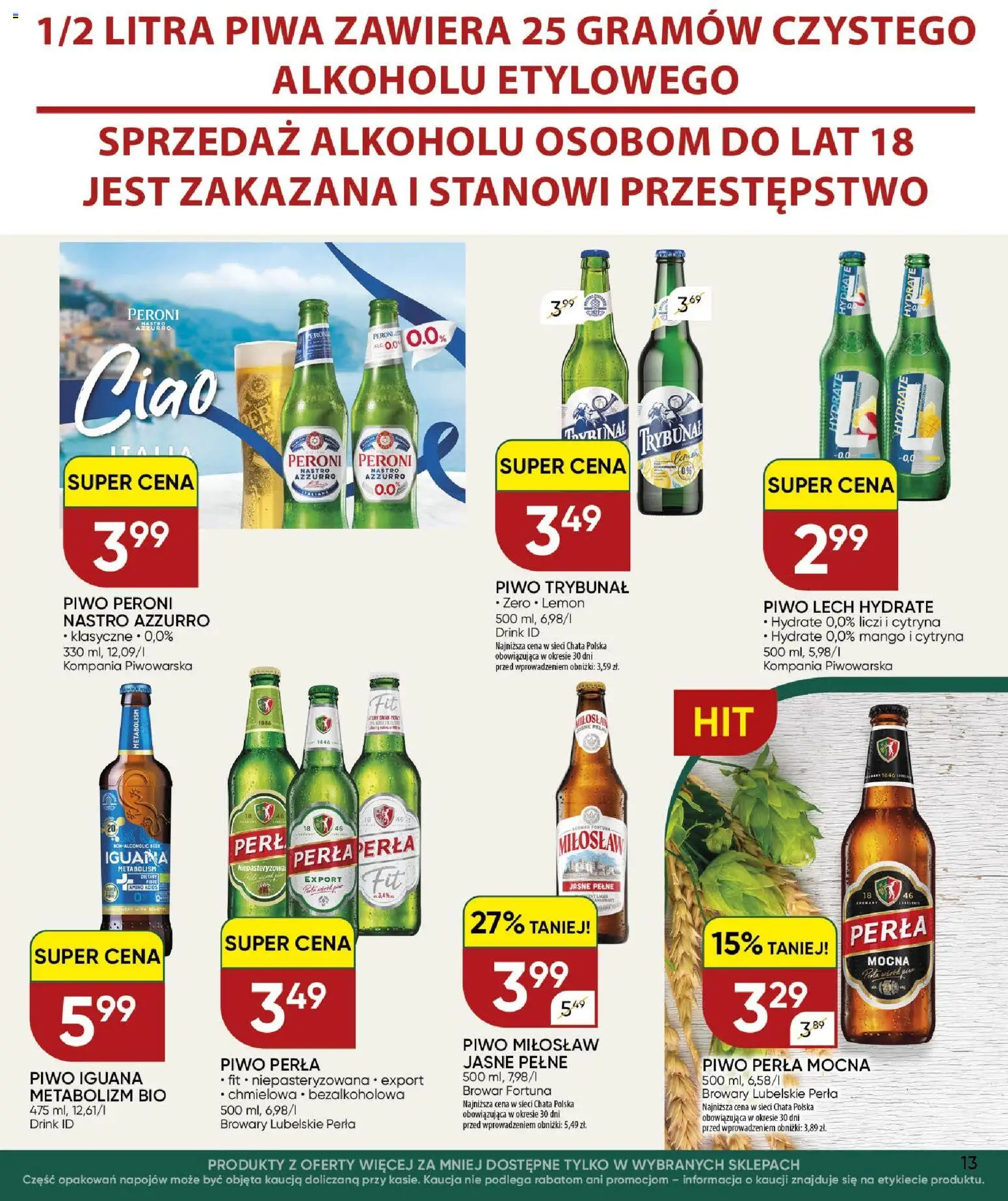Chata Polska gazetka od 10.09.2026 | Strona: 13 | Produkty: Mango, Lech, Piwo perła, Piwo