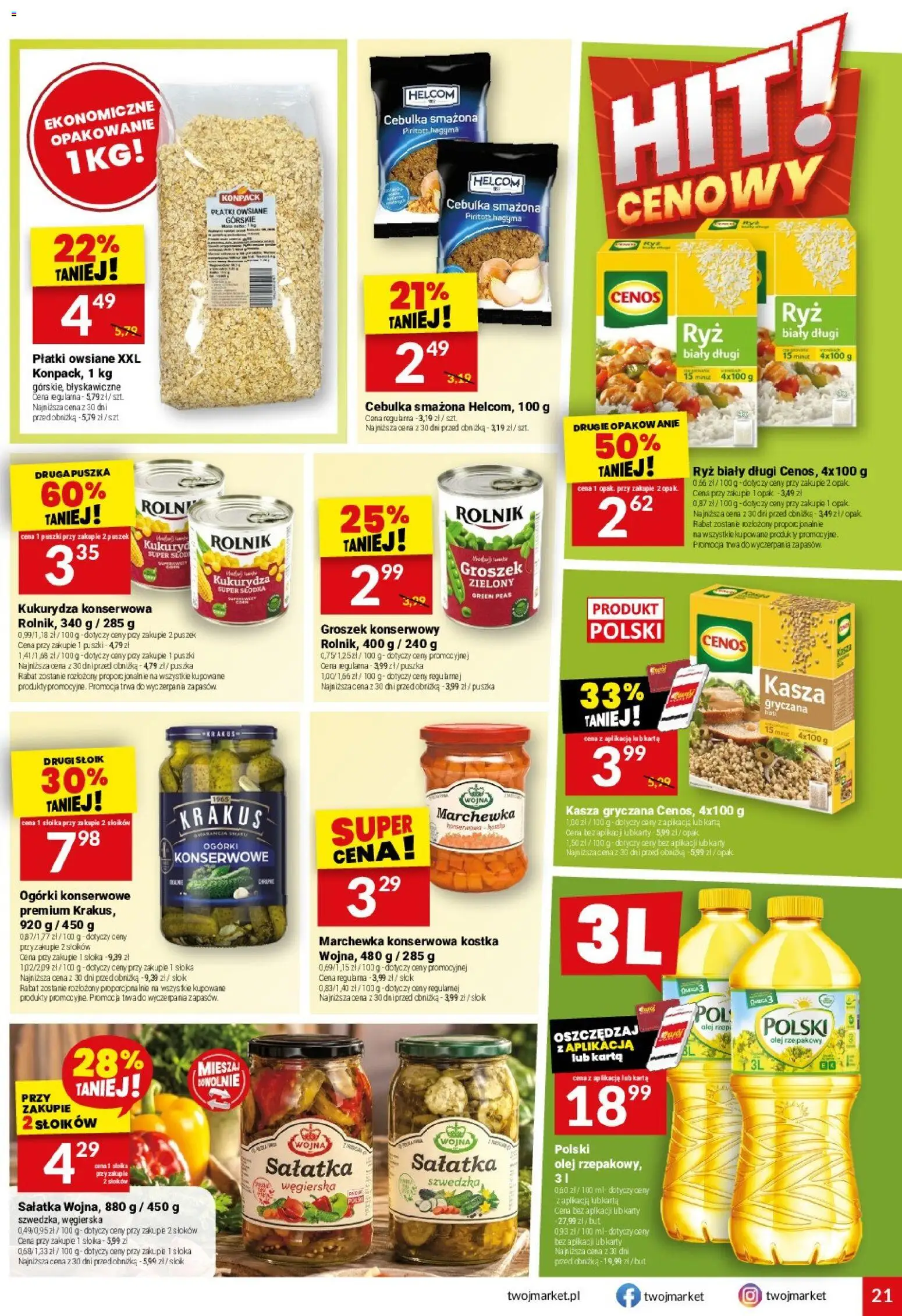 Twój Market gazetka od 02.09.2026 | Strona: 21 | Produkty: Karta, Płatki owsiane, Płatki, Ogórki konserwowe