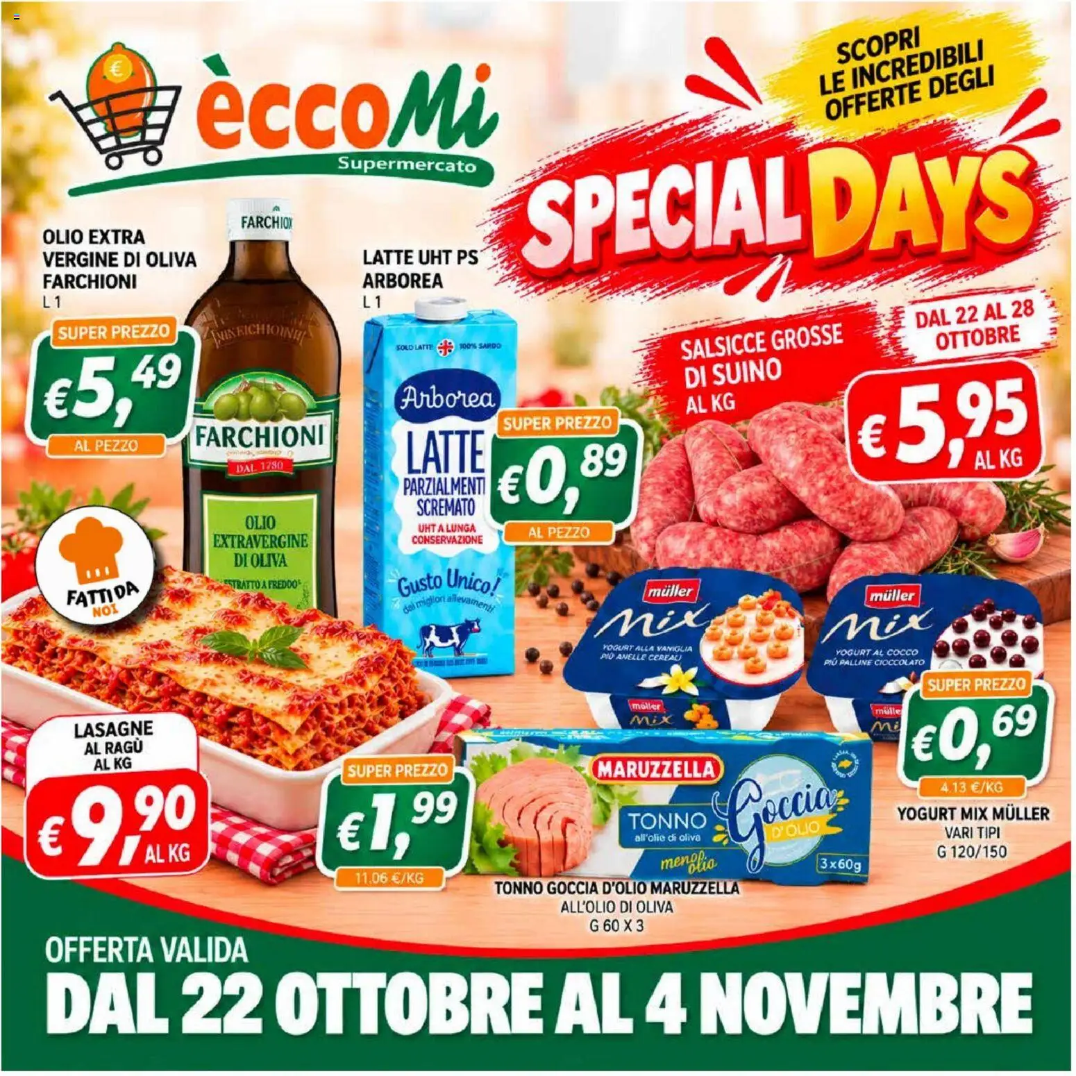 Volantino Coal del 22/10/2026 | Pagina: 1 | Prodotti: Vaniglia, Yogurt, Tonno, Salsicce