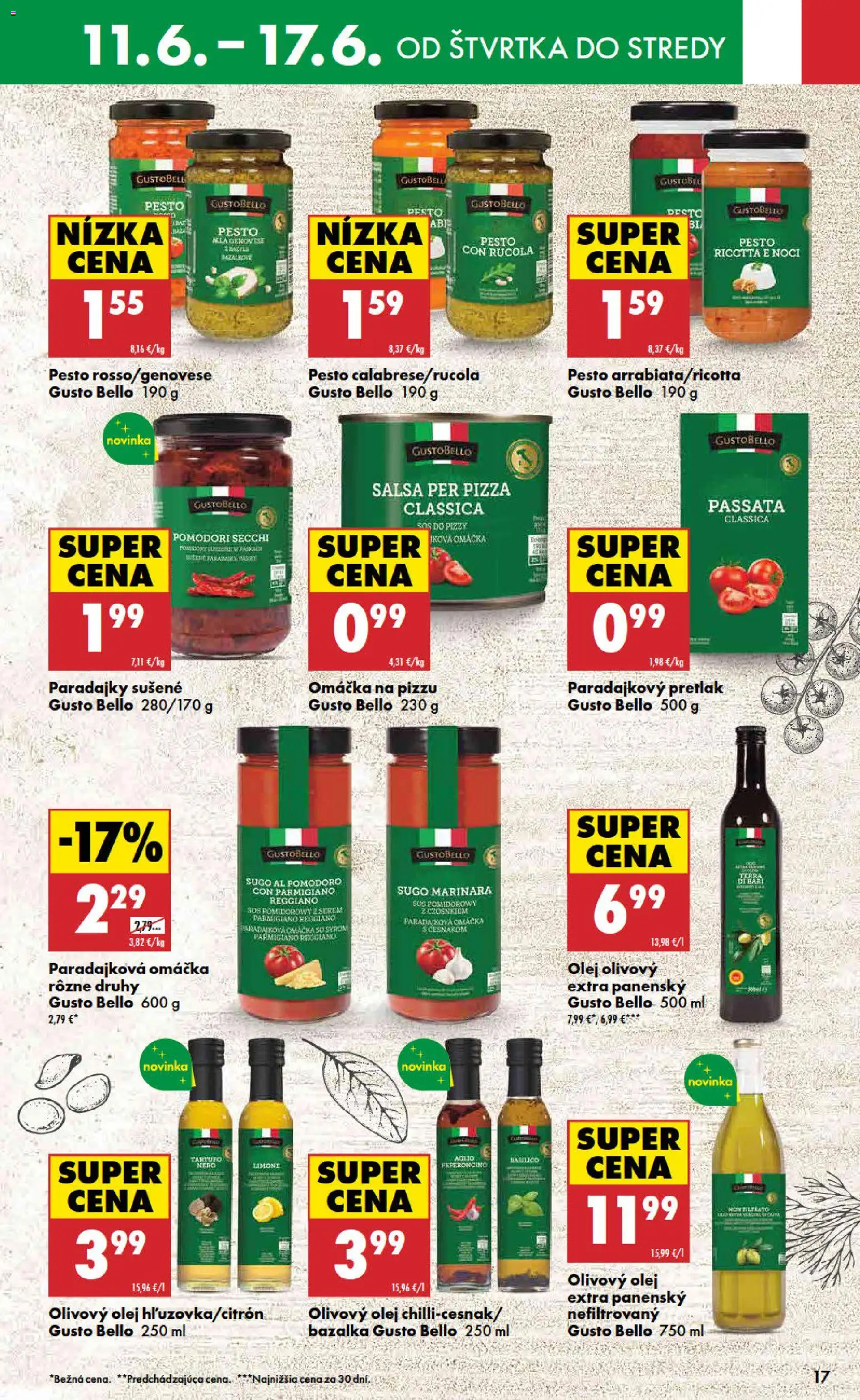 Nové Biedronka akcie – leták je platný od 11.06.2026 | Strana: 17 | Produkty: Olej, Pizza, Paradajky, Omáčka