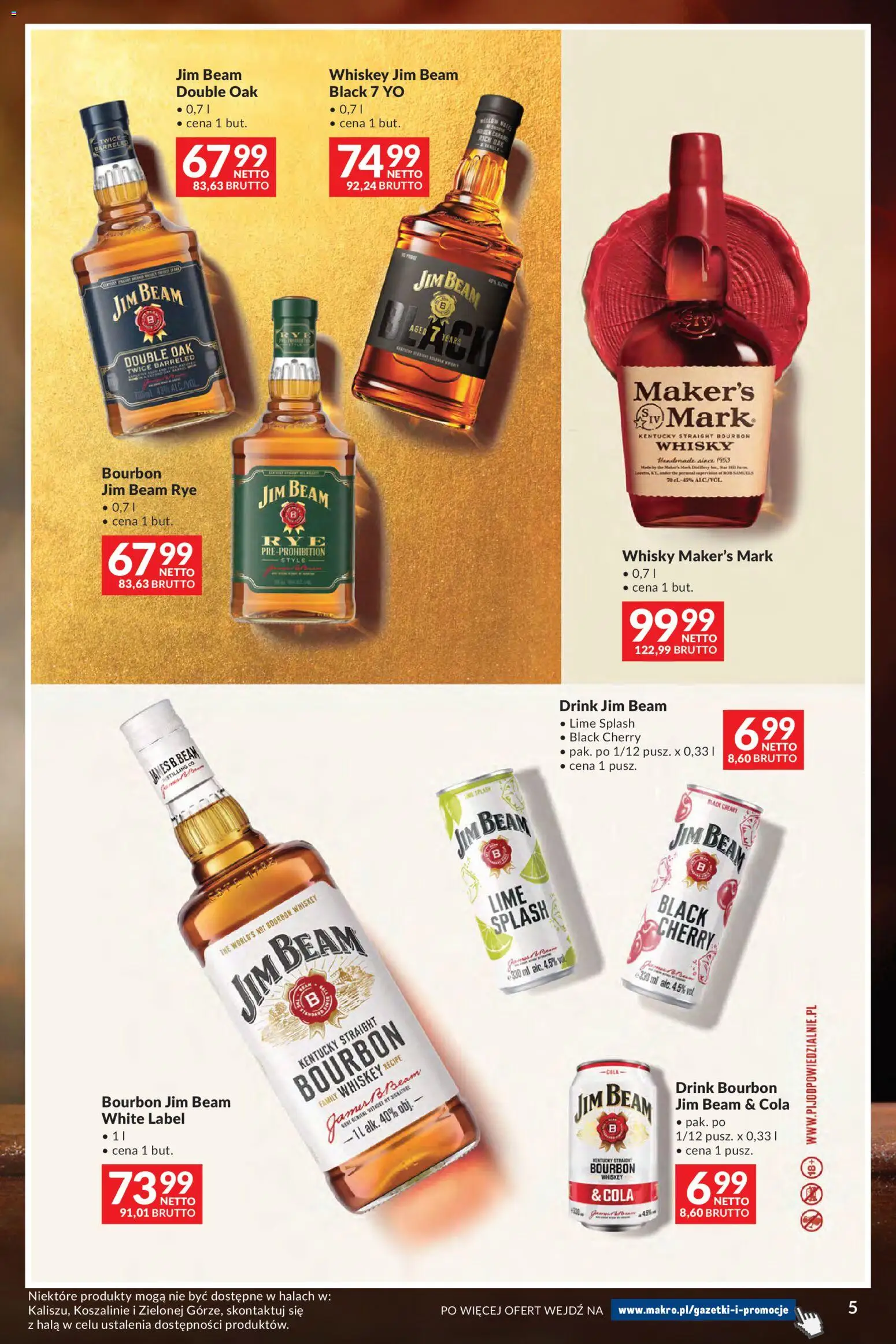 Makro gazetka - Whisky od 29.09.2026 | Strona: 5 | Produkty: Jim Beam, Jim beam double oak, Whisky maker's mark, Whisky