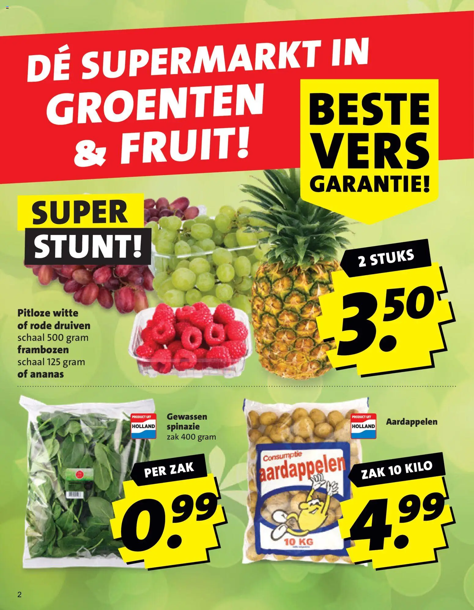 {H1} | Pagina: 2 | Producten: Spinazie, Schaal, Aardappelen, Fruit