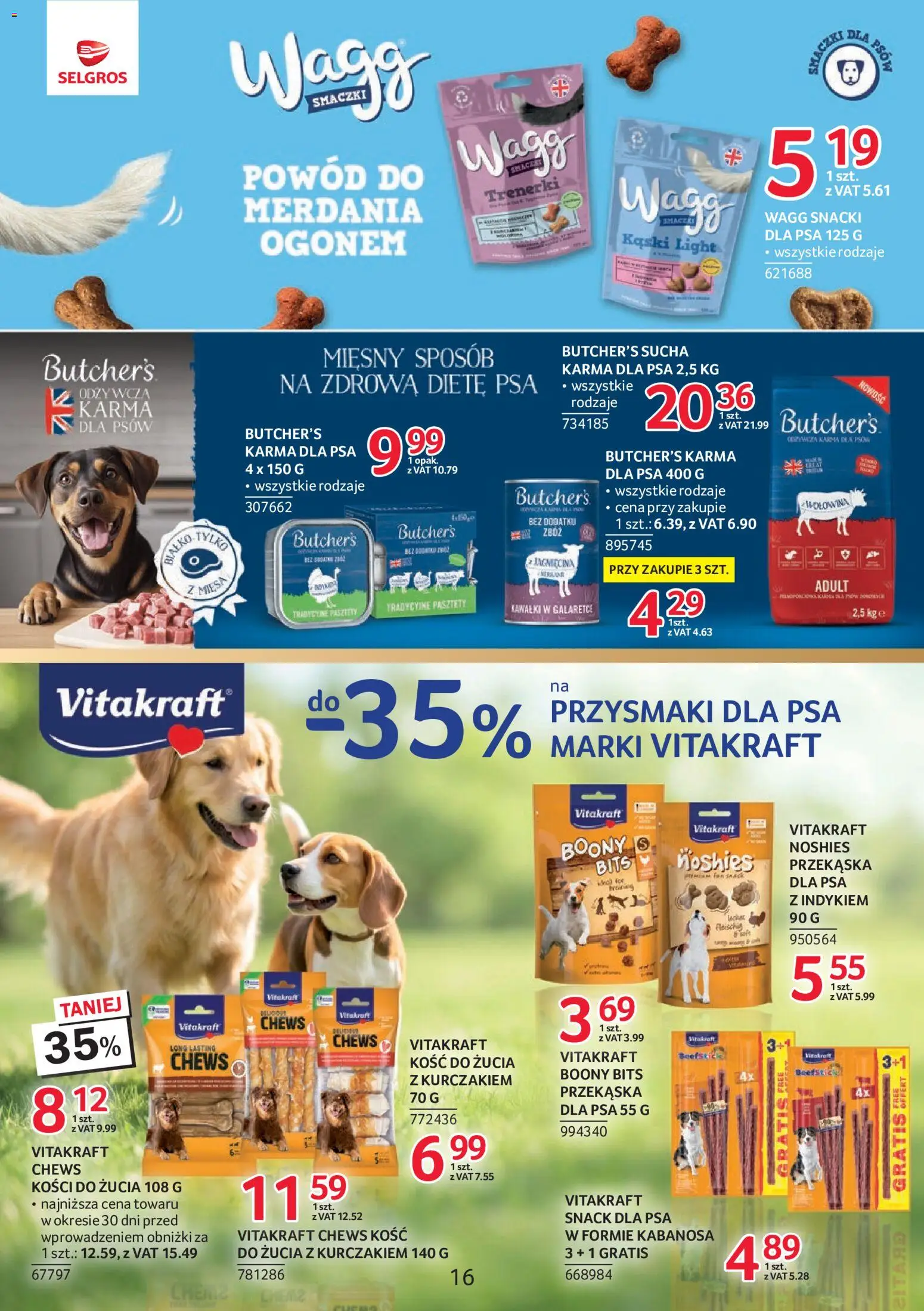 Selgros cash&carry gazetka - Markowe produkty od 18.06.2026 | Strona: 16 | Produkty: Przysmaki dla psa, Sucha karma dla psa, Wołowina, Karma dla psów