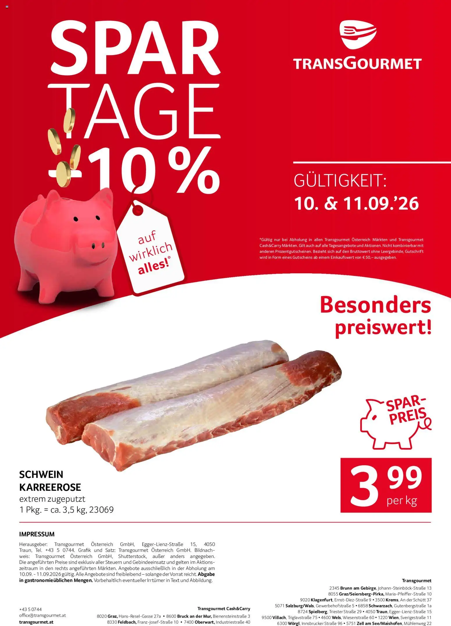 Transgourmet Spar Tage - 10% gültig ab 10.09.2026 | Seite: 1