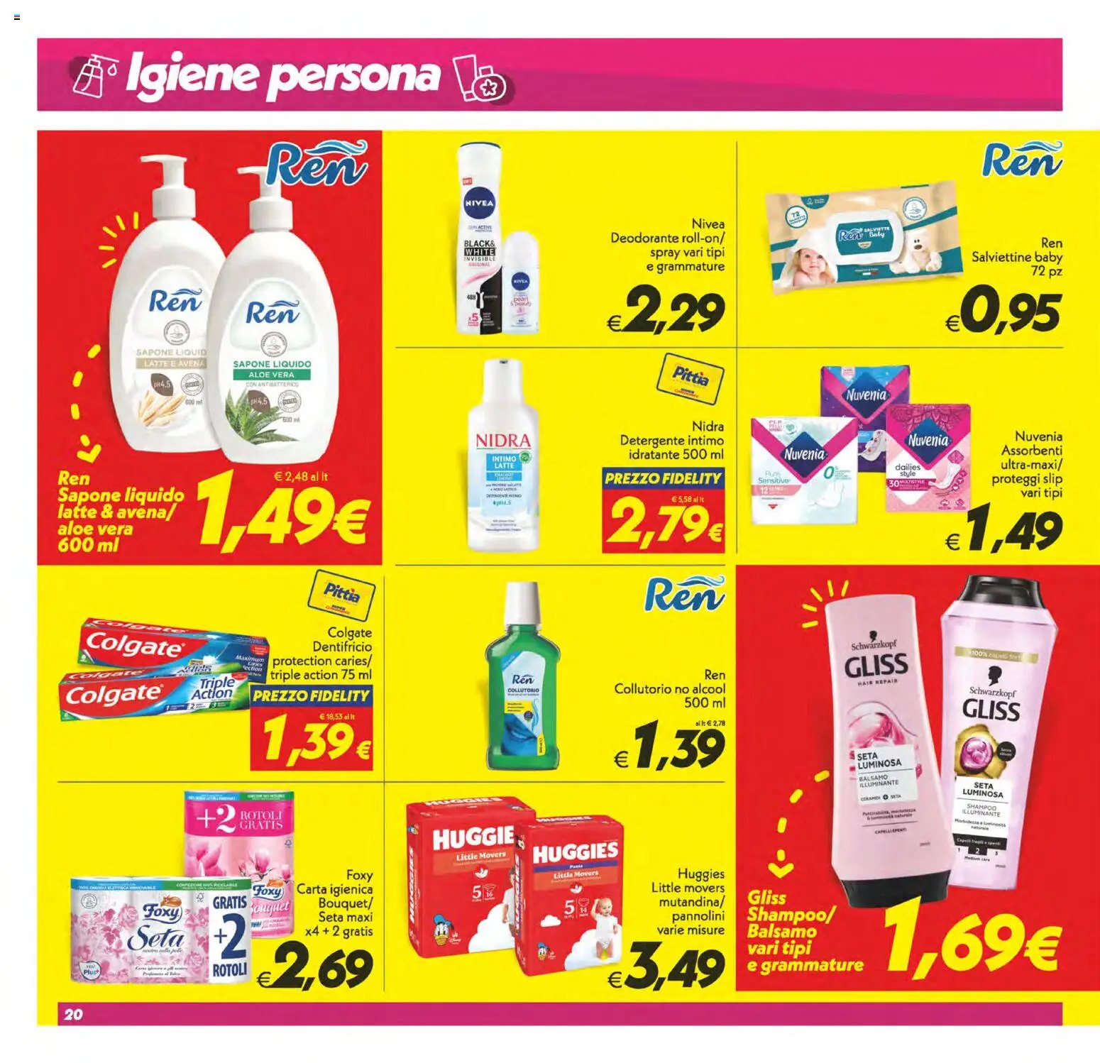 Volantino SuperConveniente del 22/09/2026 | Pagina: 20 | Prodotti: Carta igienica, Sapone, Detergente, Slip
