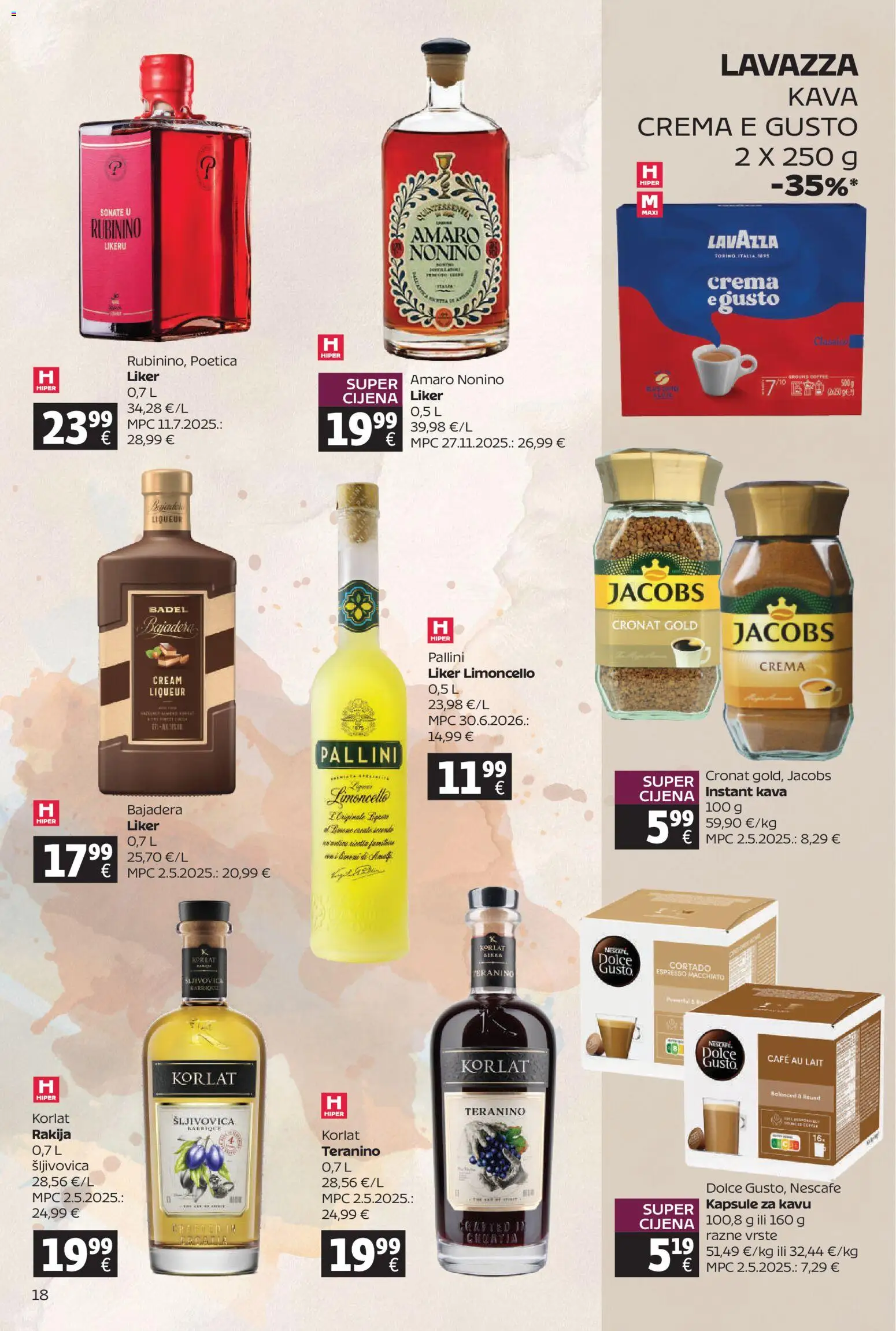 Tommy katalog | vrijedi od 20.07.2026 | Stranica: 18 | Proizvodi: Korlat, Nescafe, Teranino, Rakija