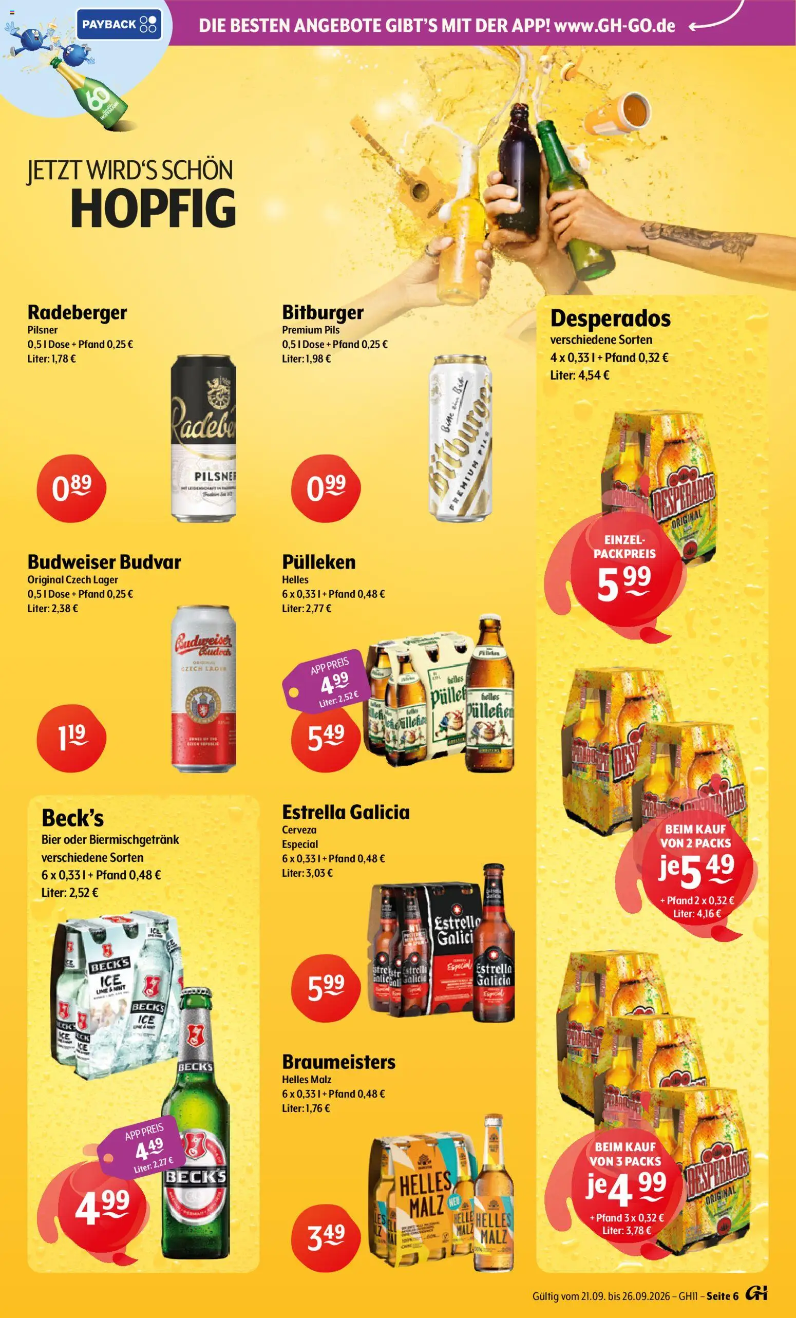 Getränke Hoffmann Prospekt – gültig ab 21.09.2026 | Seite: 6 | Produkte: Bitburger, Bier, Pils, Desperados