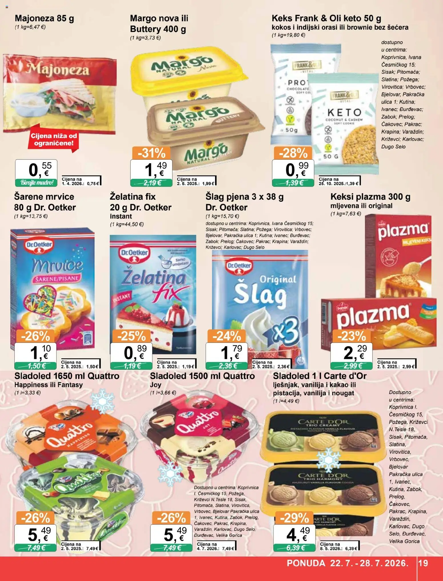 KTC katalog | vrijedi od 22.07.2026 | Stranica: 19 | Proizvodi: Keks, Sladoled, Kakao, Šlag