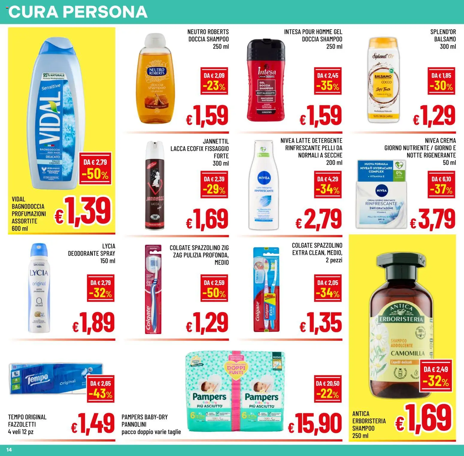 Volantino A&O del 22/07/2026 | Pagina: 14 | Prodotti: Shampoo, Spazzolino, Cocco, Doccia