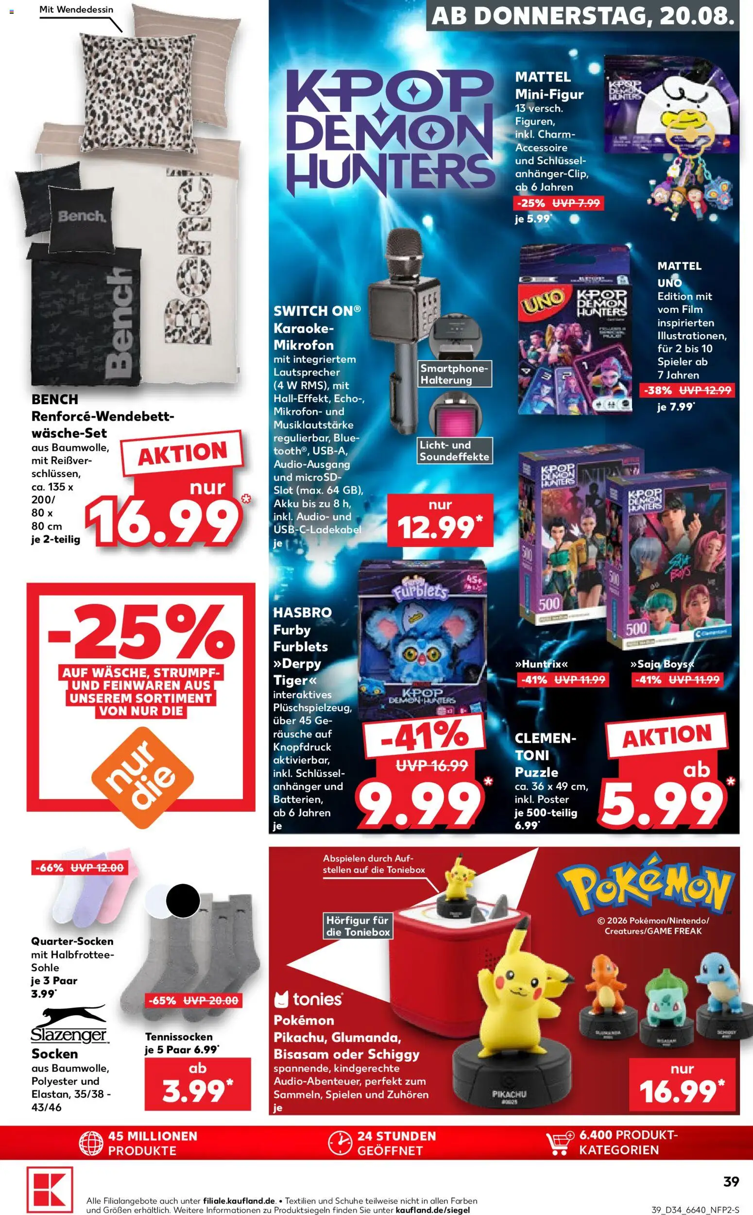 Kaufland Německo leták od 20.08.2026 | Strana: 39 | Produkty: Tiger, Smartphone, Audio, Puzzle