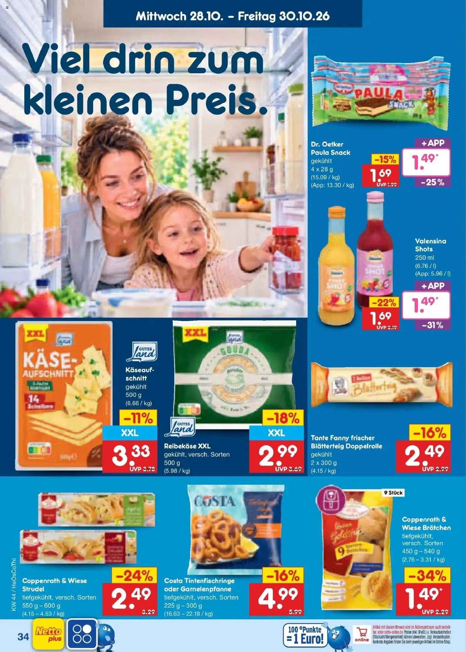 Netto Marken-Discount Prospekt Rostock – gültig ab 26.10.2026 | Seite: 52 | Produkte: Käse, Gouda, Valensina, Reibekase