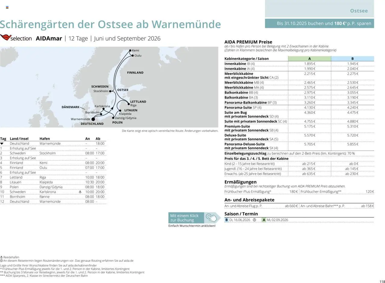 Aida Sommer 2026 – gültig ab 01.03.2026 | Seite: 118 | Produkte: Bett