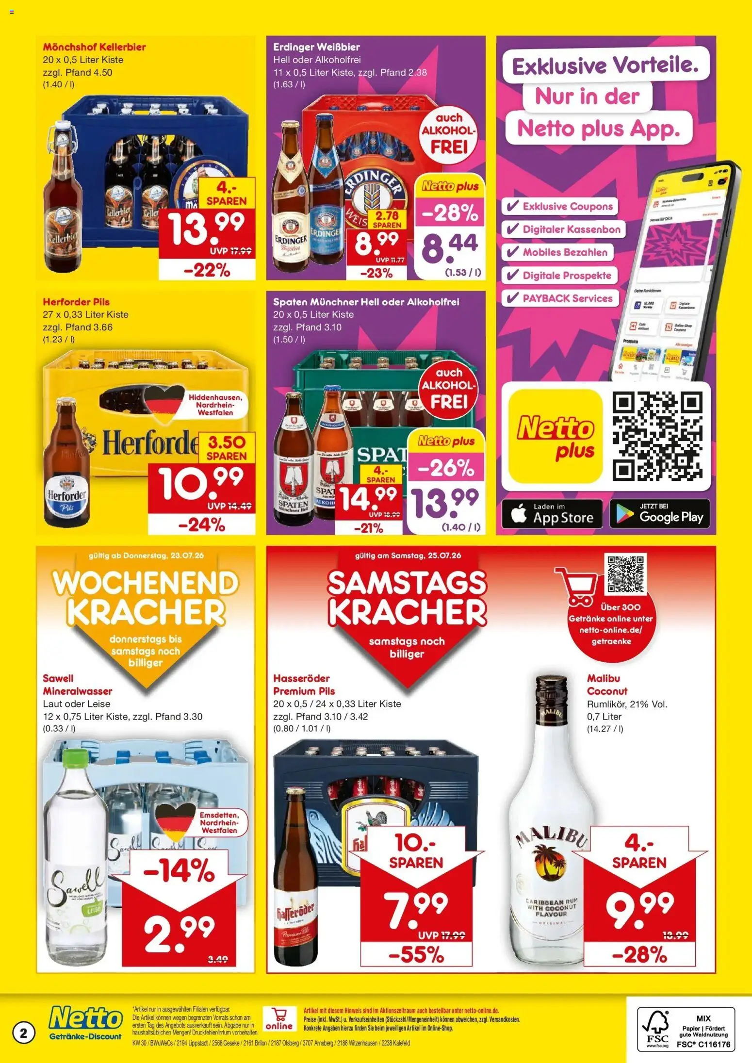 Netto Marken-Discount Prospekt Kalefeld – gültig ab 20.07.2026 | Seite: 2 | Produkte: Monchshof, Erdinger, Weißbier, Rum