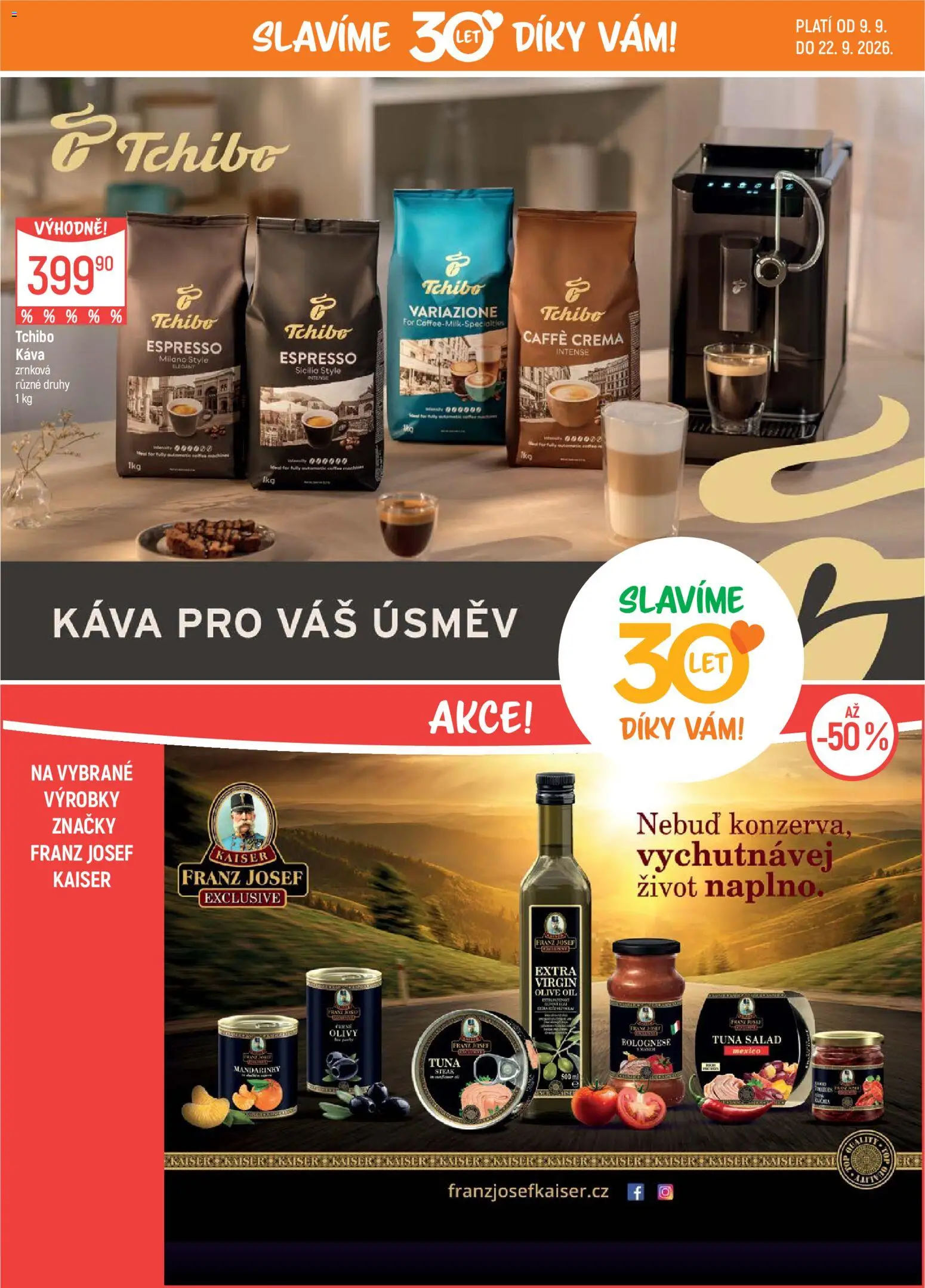 Globus leták od 09.09.2026 | Strana: 14 | Produkty: Káva, Tchibo, Mandarinky, Steak