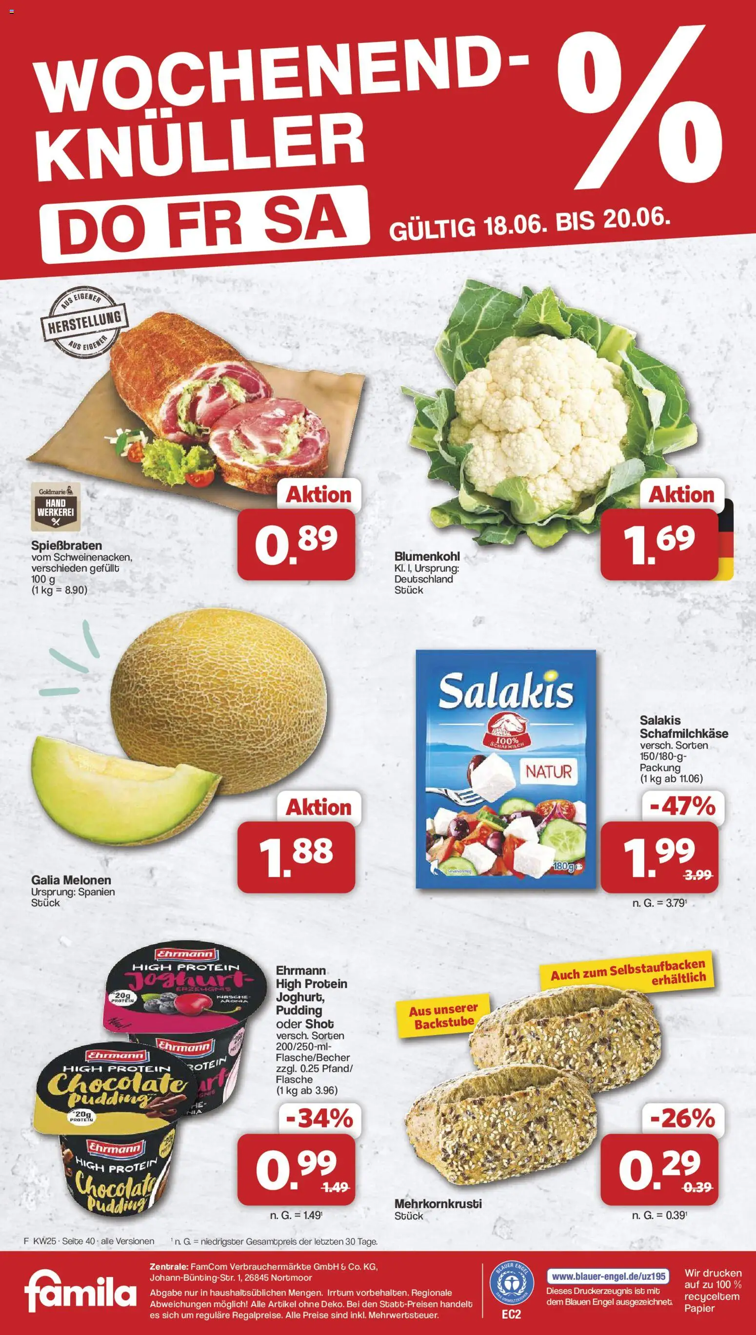 Famila Nordwest Prospekt – gültig ab 15.06.2026 | Seite: 45 | Produkte: Pudding, Salakis, Blumenkohl