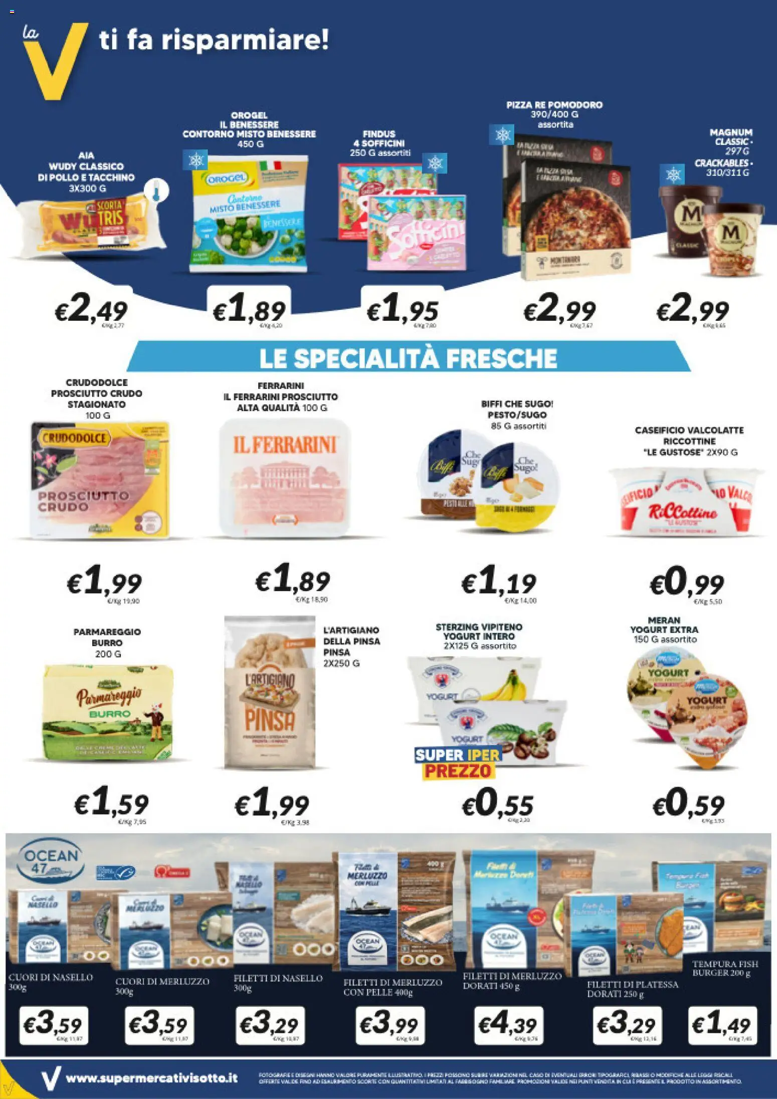 Volantino Visotto del 23/09/2026 | Pagina: 4 | Prodotti: Pizza, Merluzzo, Magnum, Nasello
