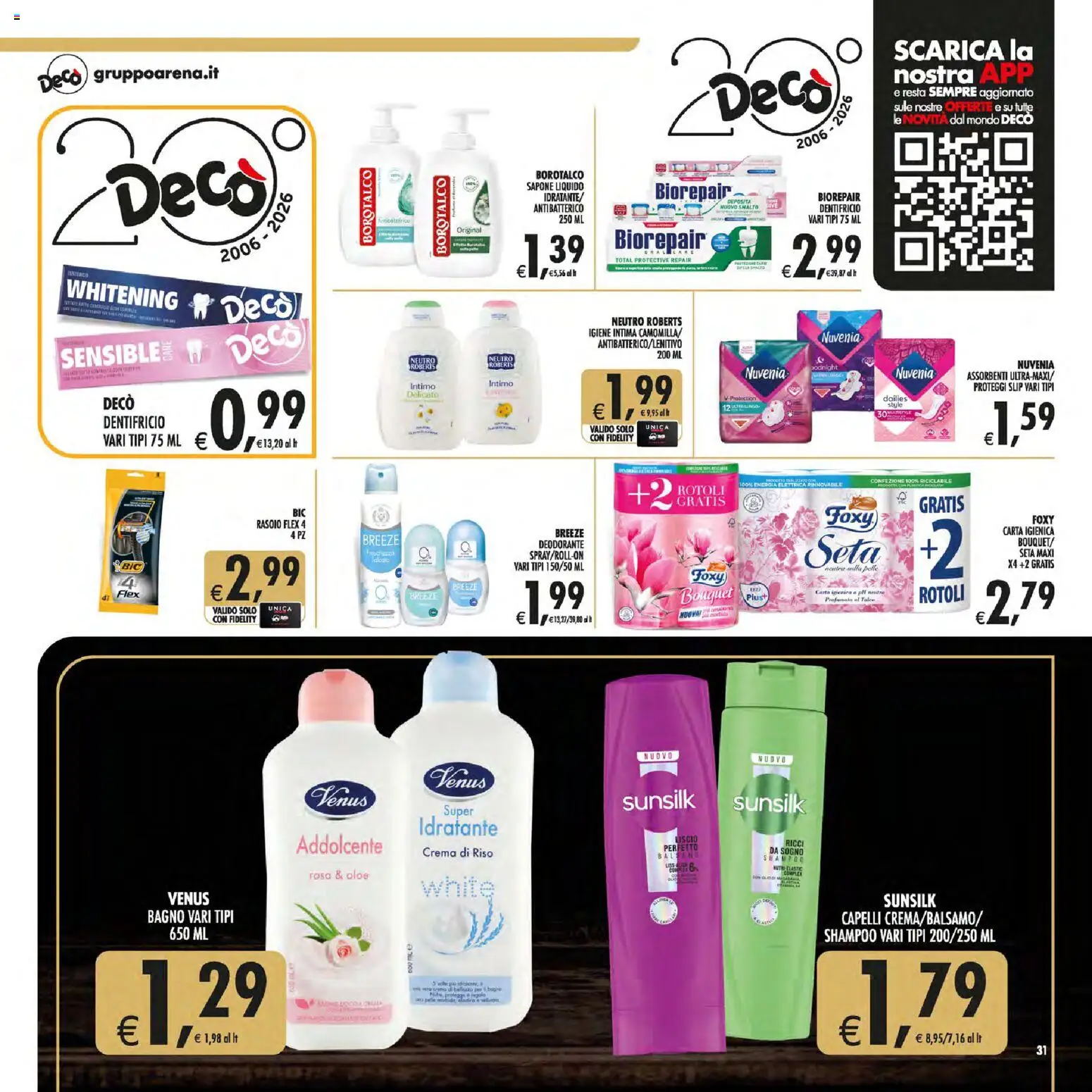 Volantino Decò del 01/09/2026 | Pagina: 31 | Prodotti: Igiene intima, Rasoio, Intimo, Assorbenti