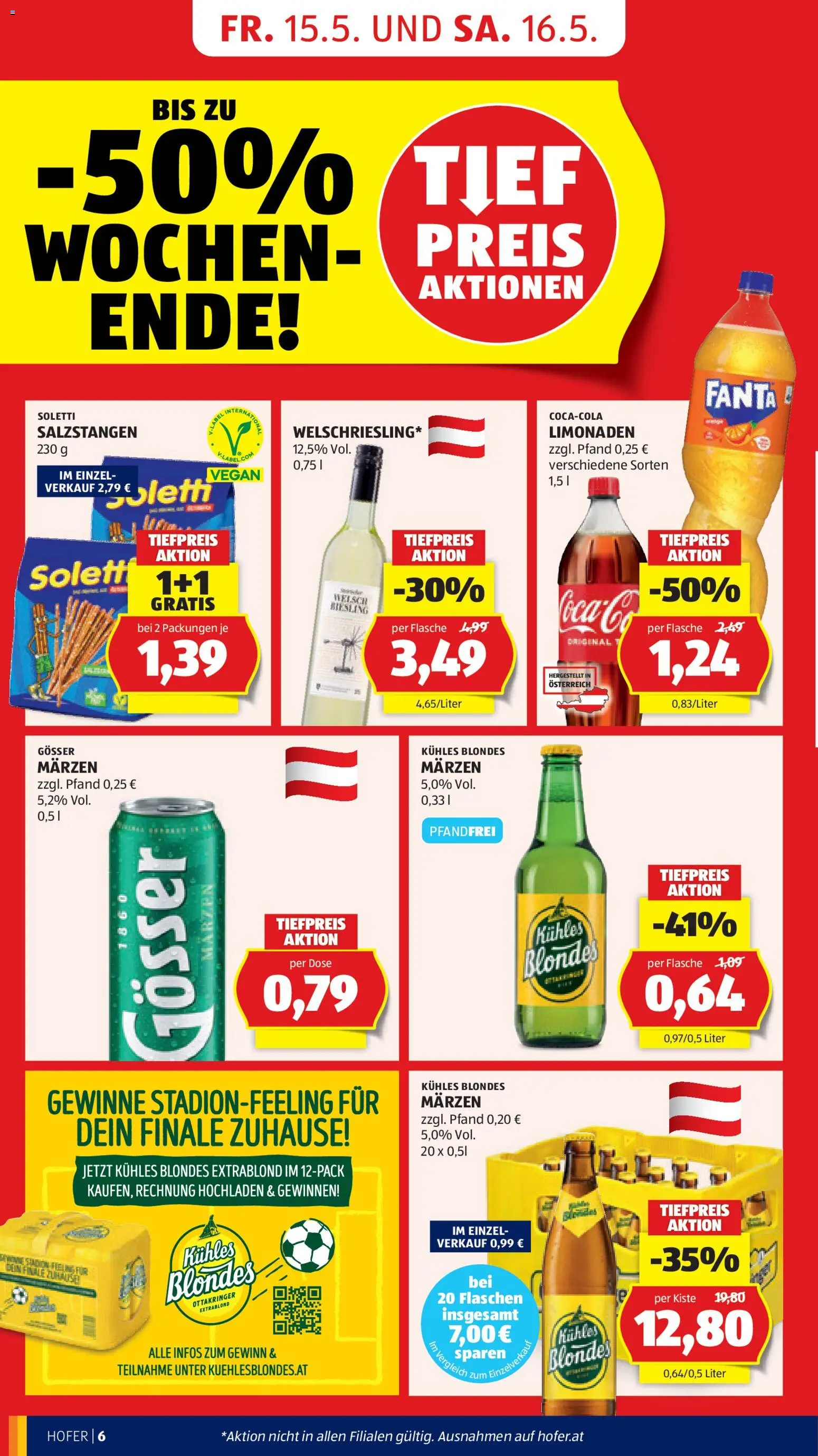 Hofer AT akciós ujság - amely érvényes a következő dátumtól: 15.05.2026 | Oldal: 8 | Termékek: Fanta, Gösser, Vegán