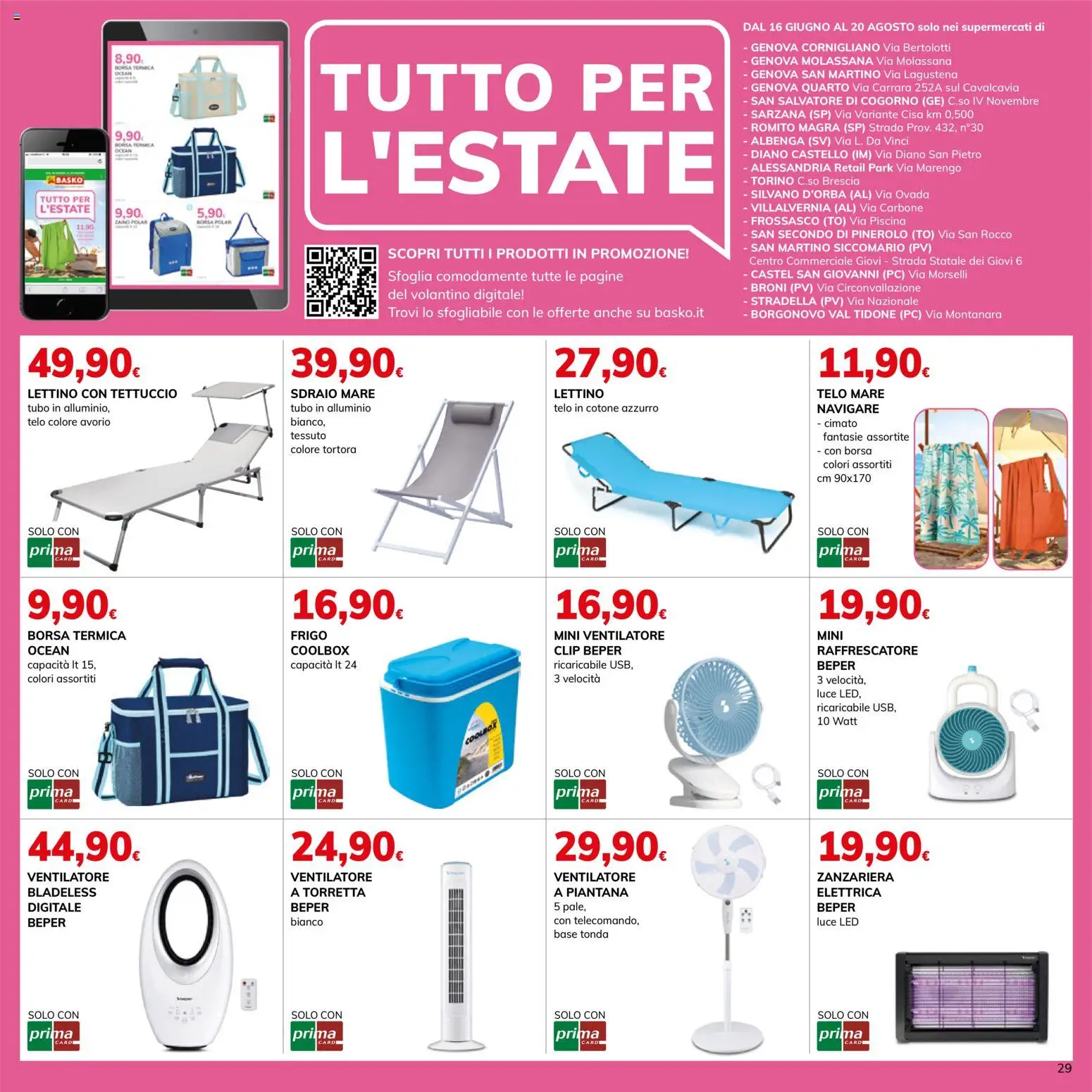 Volantino Basko del 16.06.2026 | Pagina: 29 | Prodotti: Sdraio, Tubo, Borsa termica, Borsa