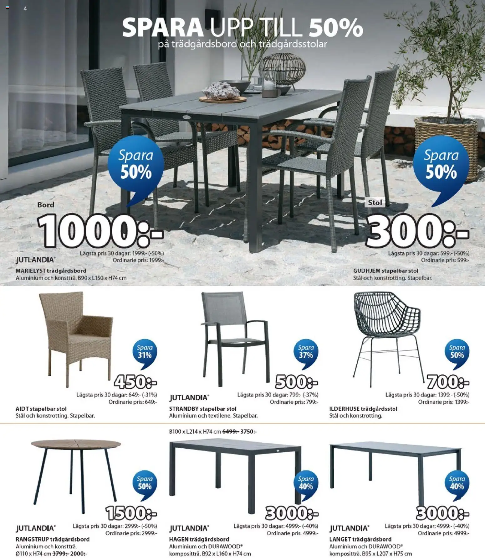 JYSK reklamblad aktuell från 29/06/2026 | Sida: 4 | Produkter: Bord, Stol
