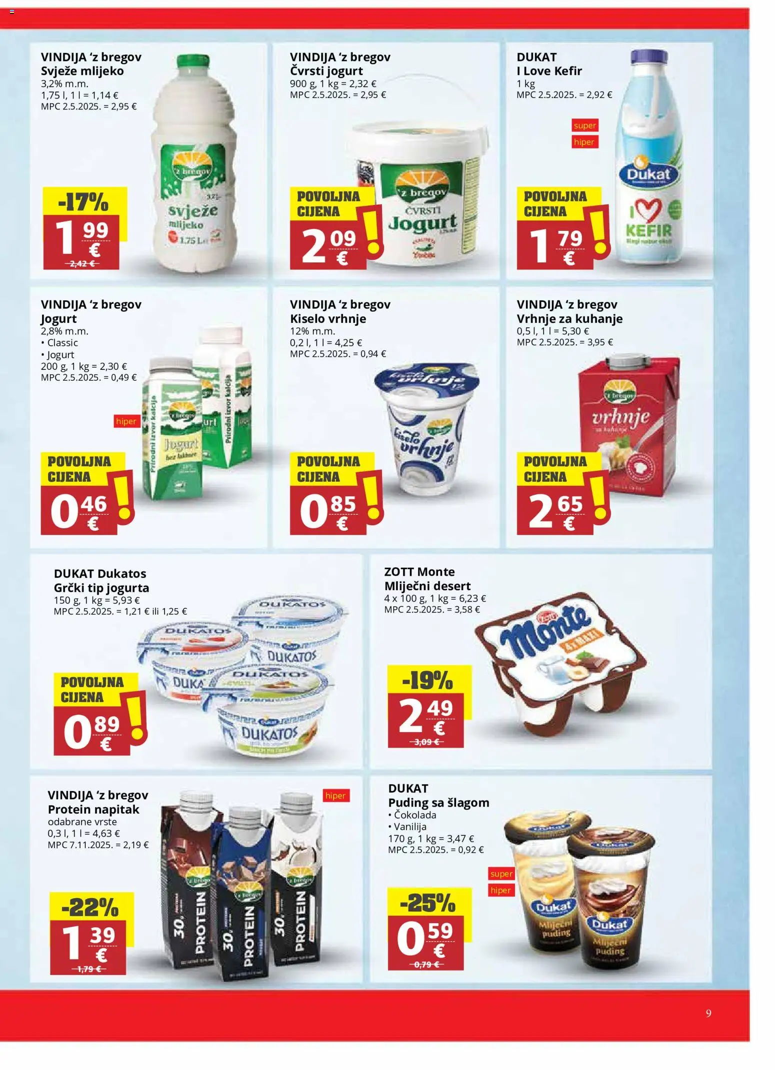 Ribola katalog | vrijedi od 20.05.2026 | Stranica: 9 | Proizvodi: Mlijeko, Jogurt, Čokolada, Puding