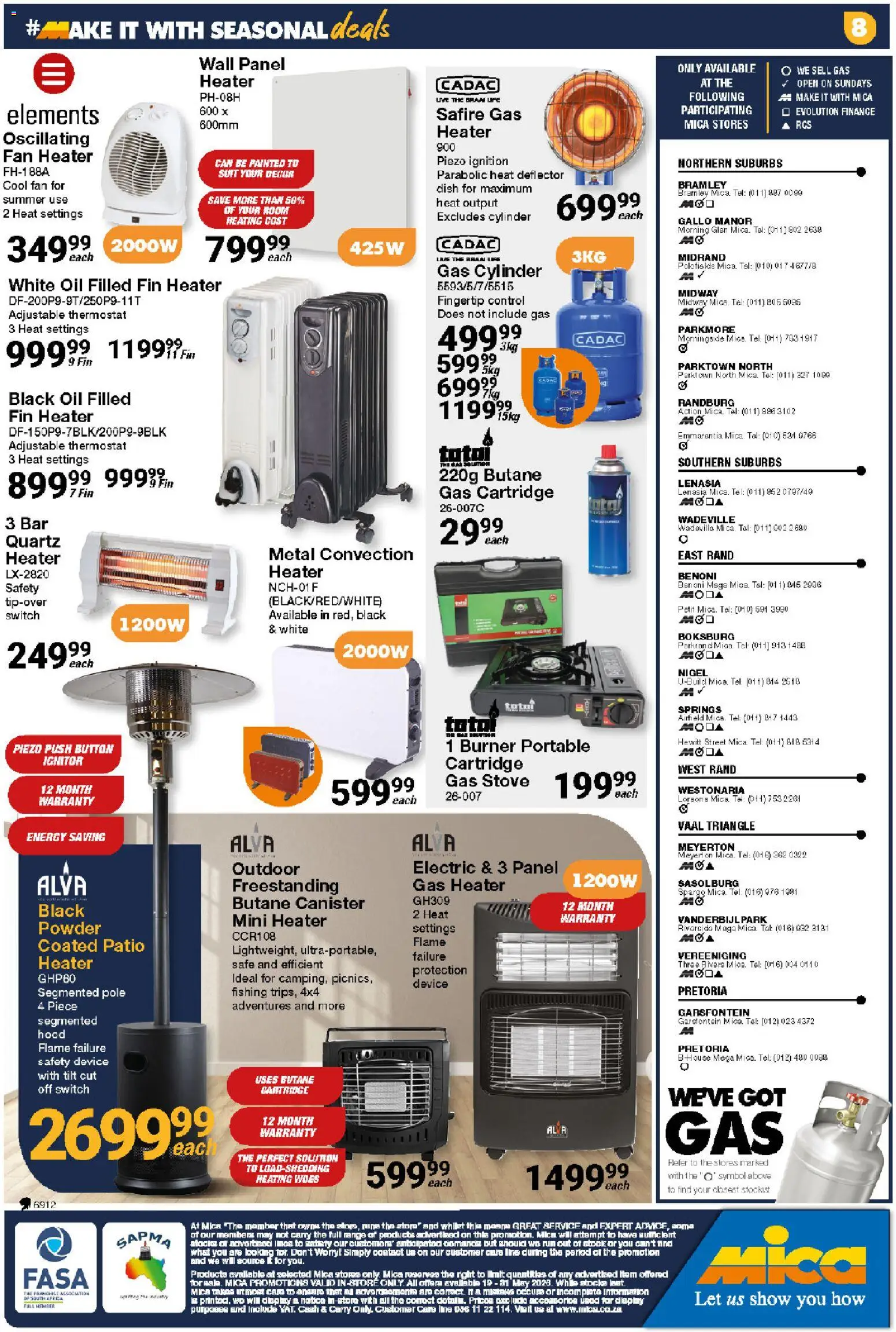 New MICA catalogue – valid from 19.05.2026 | Page: 9 | Products: Stove, Fan heater, Powder, Heater