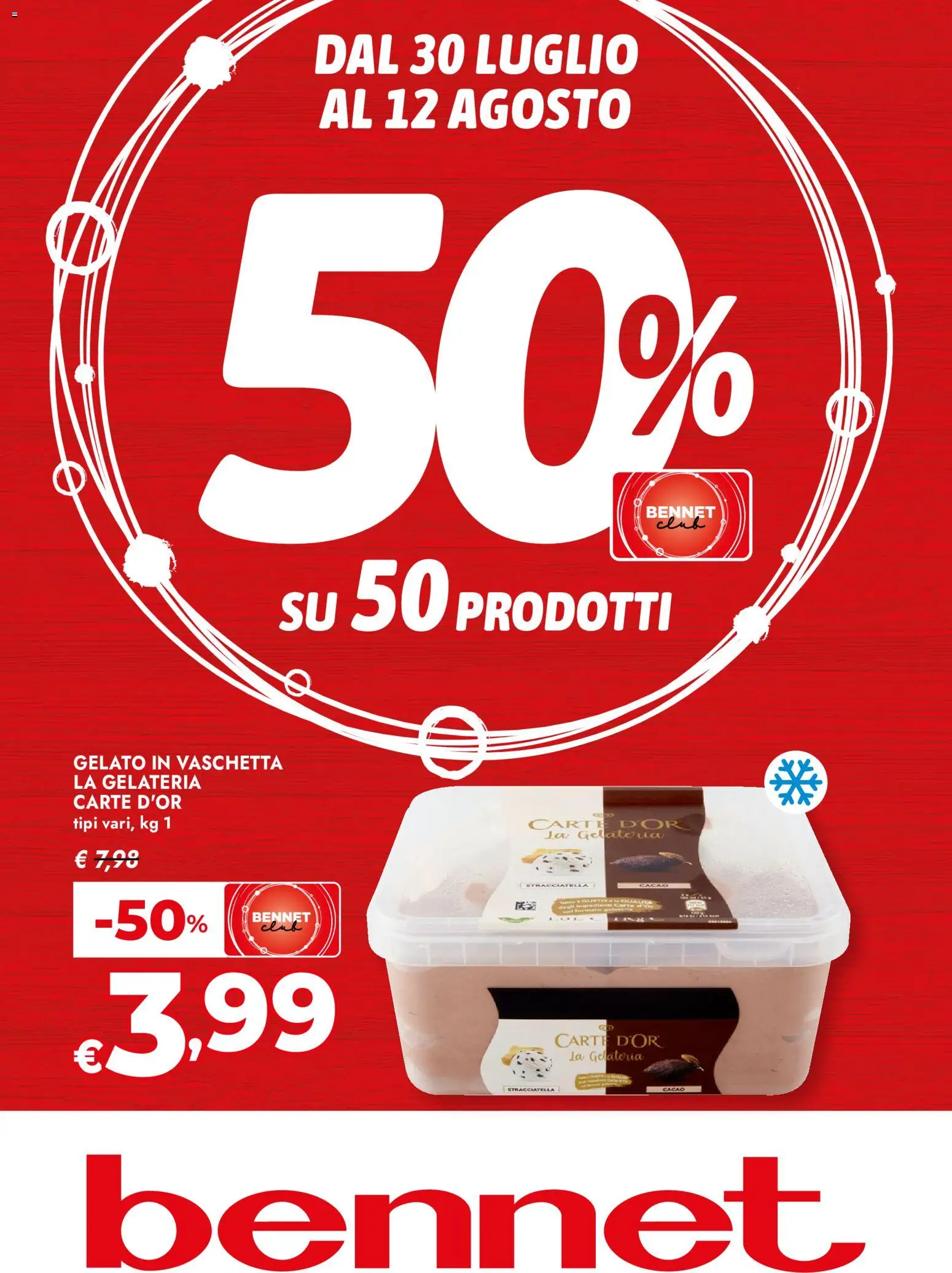 Volantino bennet del 30/07/2026 | Pagina: 1 | Prodotti: Gelato, Cacao, Stracciatella