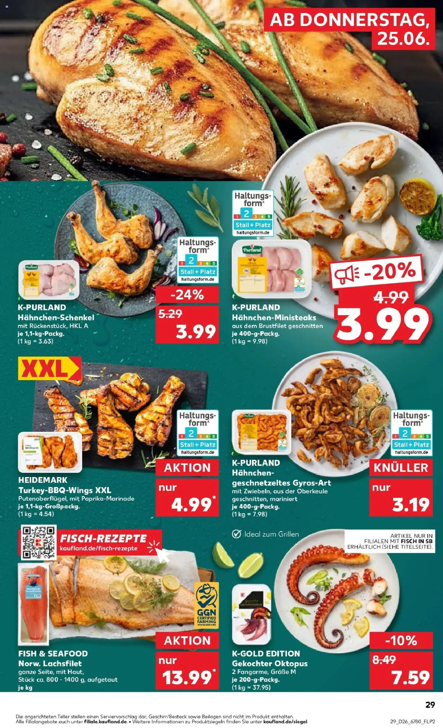 Kaufland Prospekt Bentwisch – gültig ab 22.06.2026 | Seite: 38 | Produkte: Hahnchen, Hahnchenschenkel, Fisch, Gyros