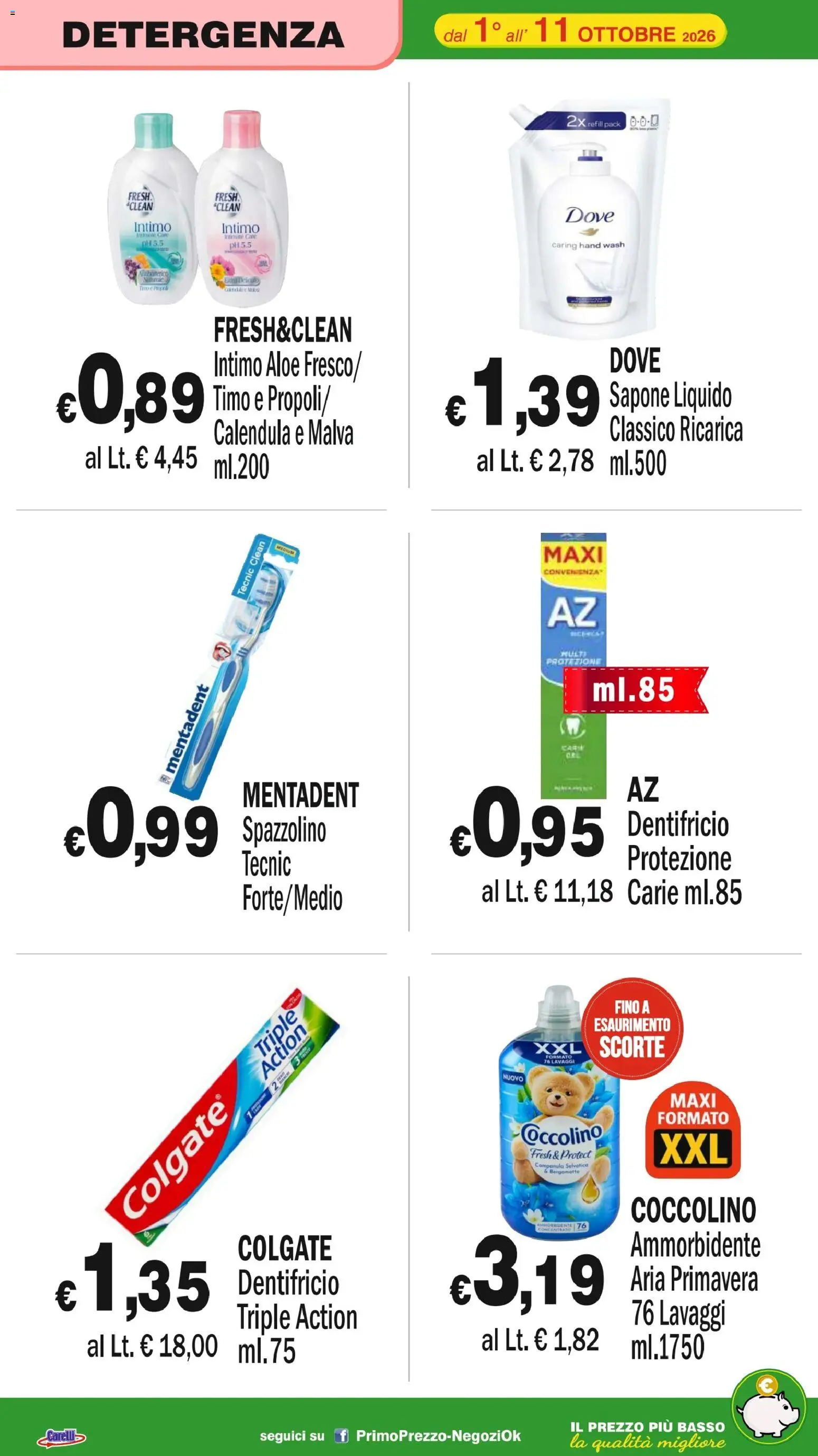 Volantino Primo Prezzo del 01/10/2026 | Pagina: 26 | Prodotti: Sapone, Dentifricio, Ammorbidente, Intimo