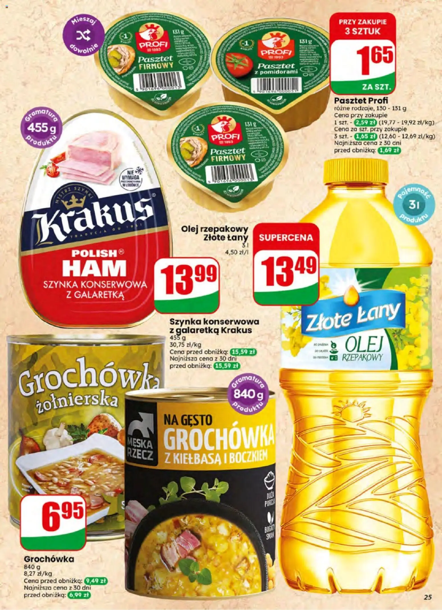 Dino gazetka od 01.07.2026 | Strona: 25 | Produkty: Kiełbasa, Olej rzepakowy, Galaretka, Szynka