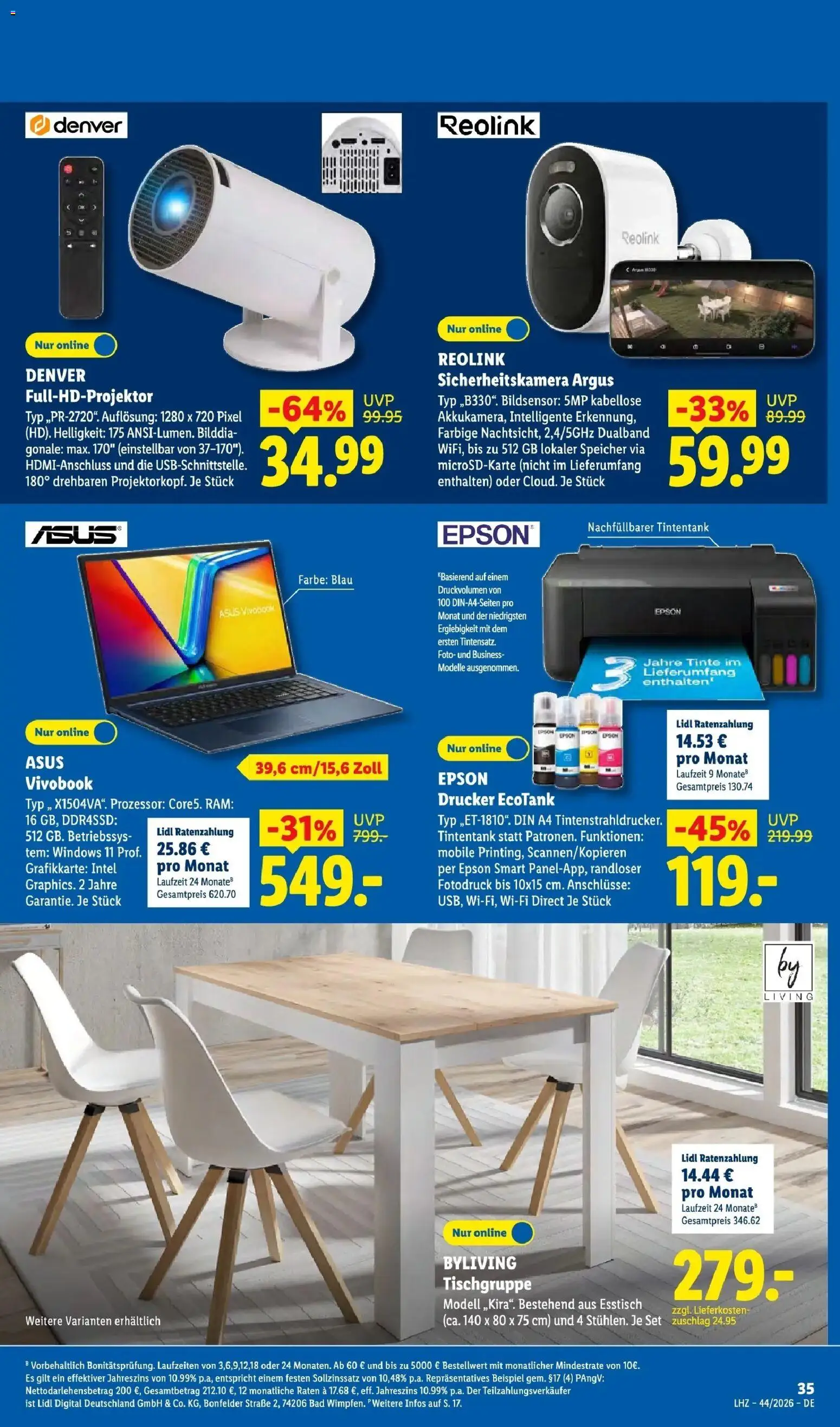 Lidl Prospekt Villingen-schwenningen (ab 26.10.2026) zum Blättern » Angebote | Seite: 57 | Produkte: Esstisch, Laptop, Grafikkarte, Drucker