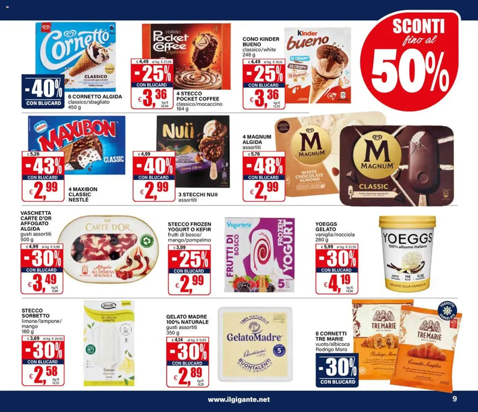 Volantino Il Gigante del 10/09/2026 | Pagina: 9 | Prodotti: Kefir, Cornetto, Magnum, Mango