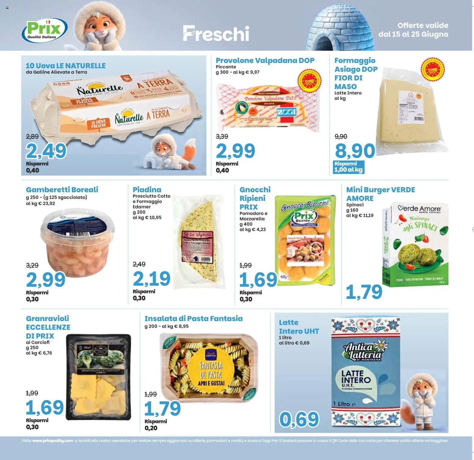 Volantino Prix del 15.06.2026 | Pagina: 9 | Prodotti: Provolone, Prosciutto, Carciofi, Gamberetti