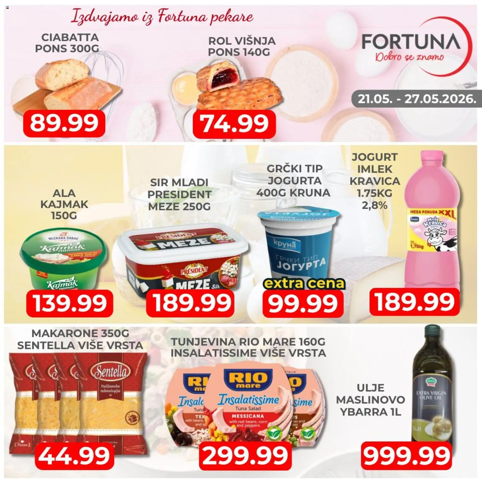 Fortuna Market katalog - važi od 21.05.2026 | Strana: 3 | Proizvode: Rio mare, Sir, Ulje, Kajmak