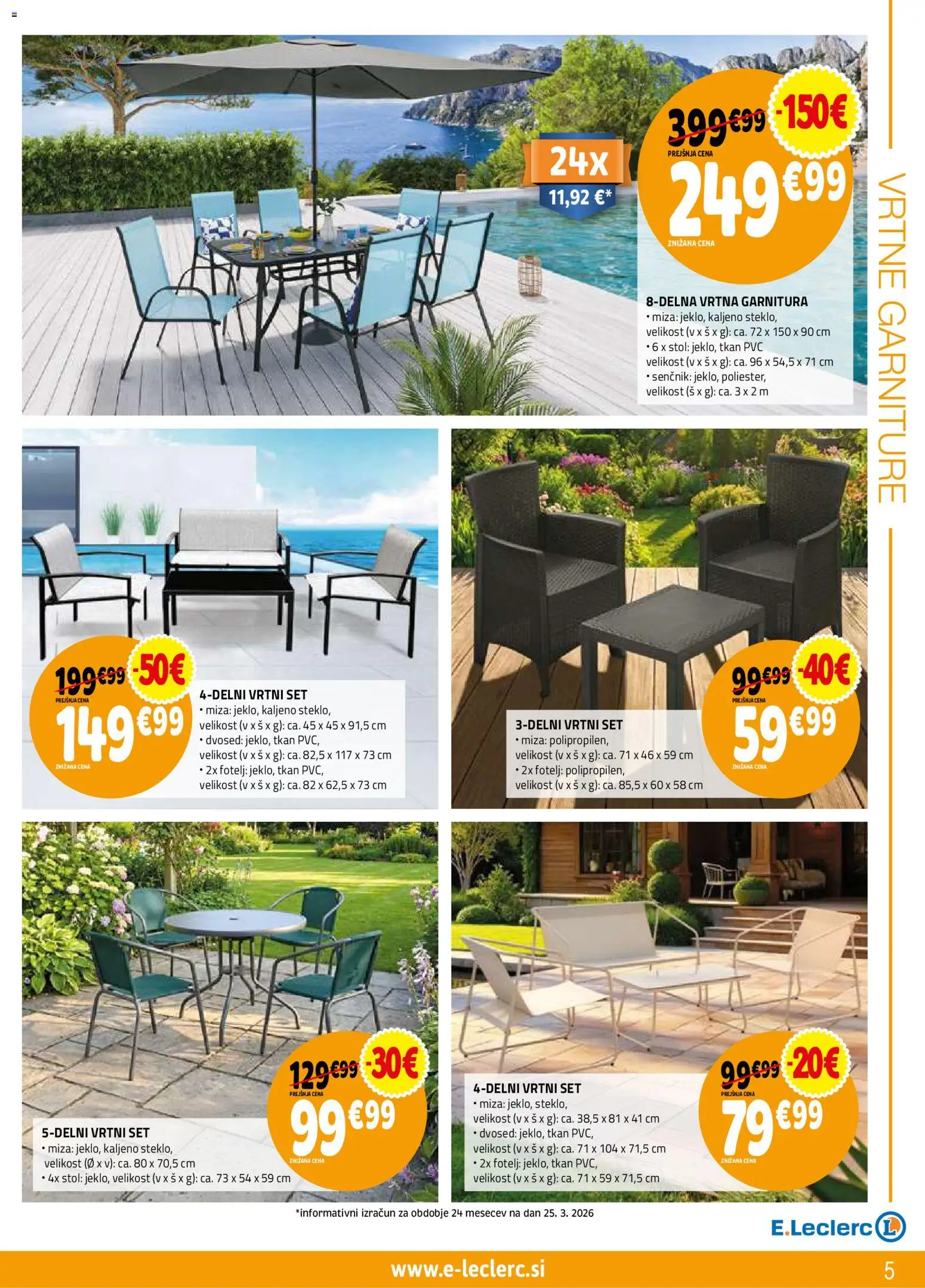 Novi E.leclerc katalog ponudbe – veljaven od 08.04.2026 | Stran: 5 | Izdelki: Vrtna garnitura, Dvosed, Fotelj, Miza